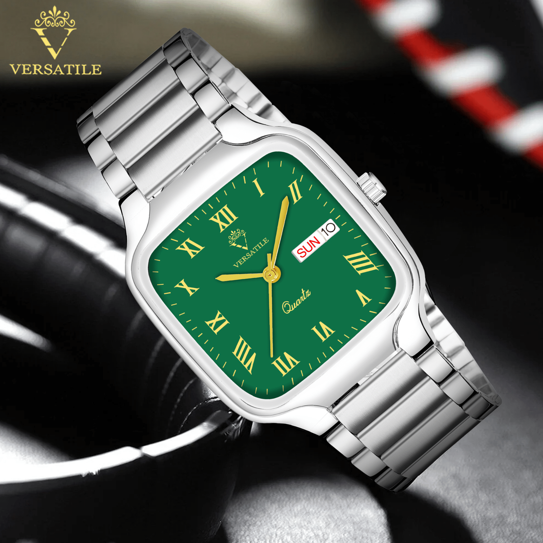     			Versatile Silver Metal Analog Men's Watch