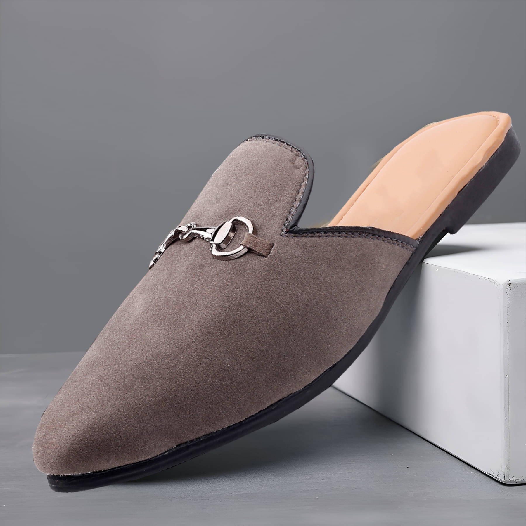     			YUVRATO BAXI Casual Loafers Mules Grey Men's Mules Shoes