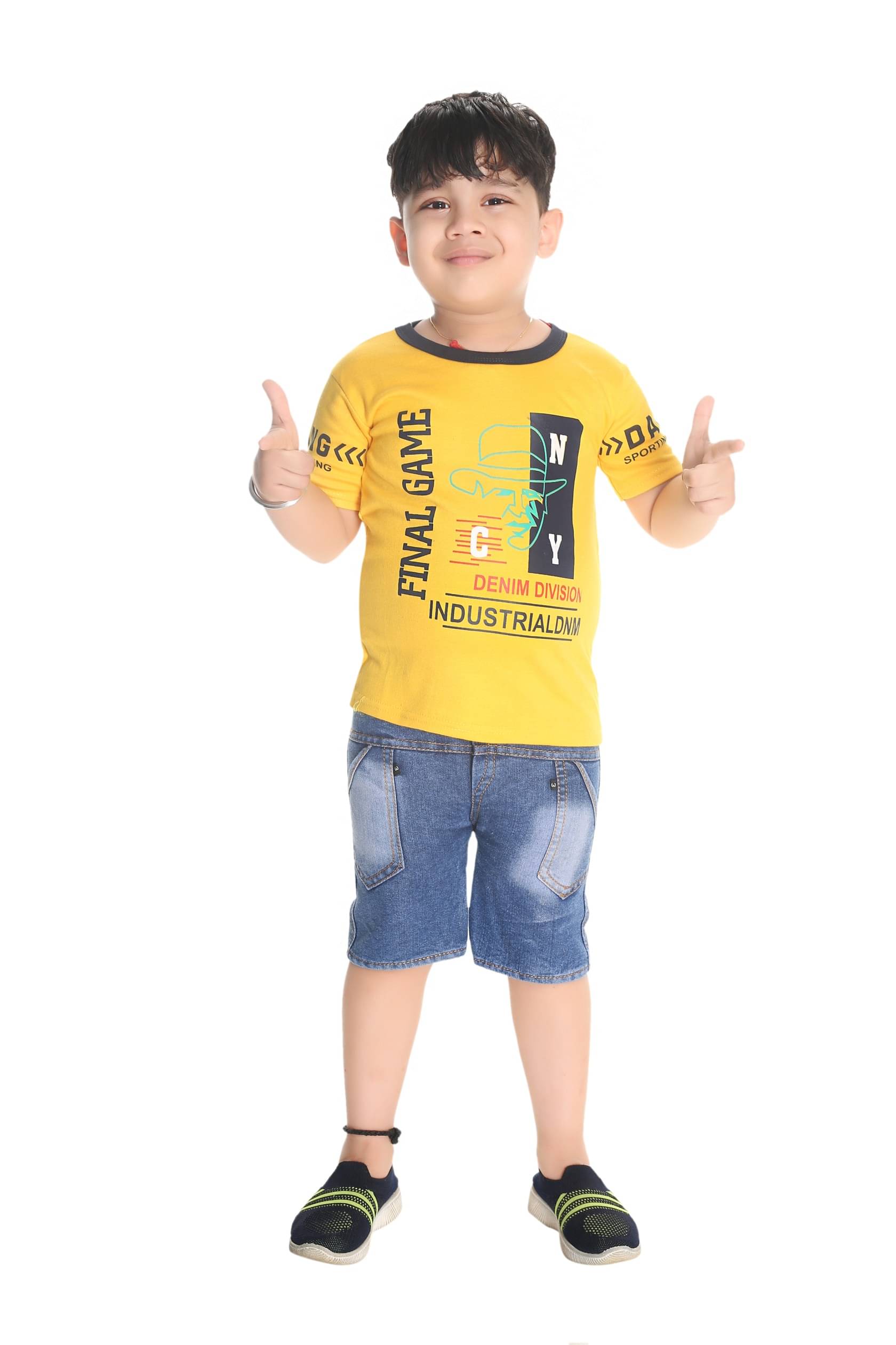     			s muktar garments Pack of 1 Baby Boys Cotton Blend T-Shirt & Shorts Set ( Yellow )
