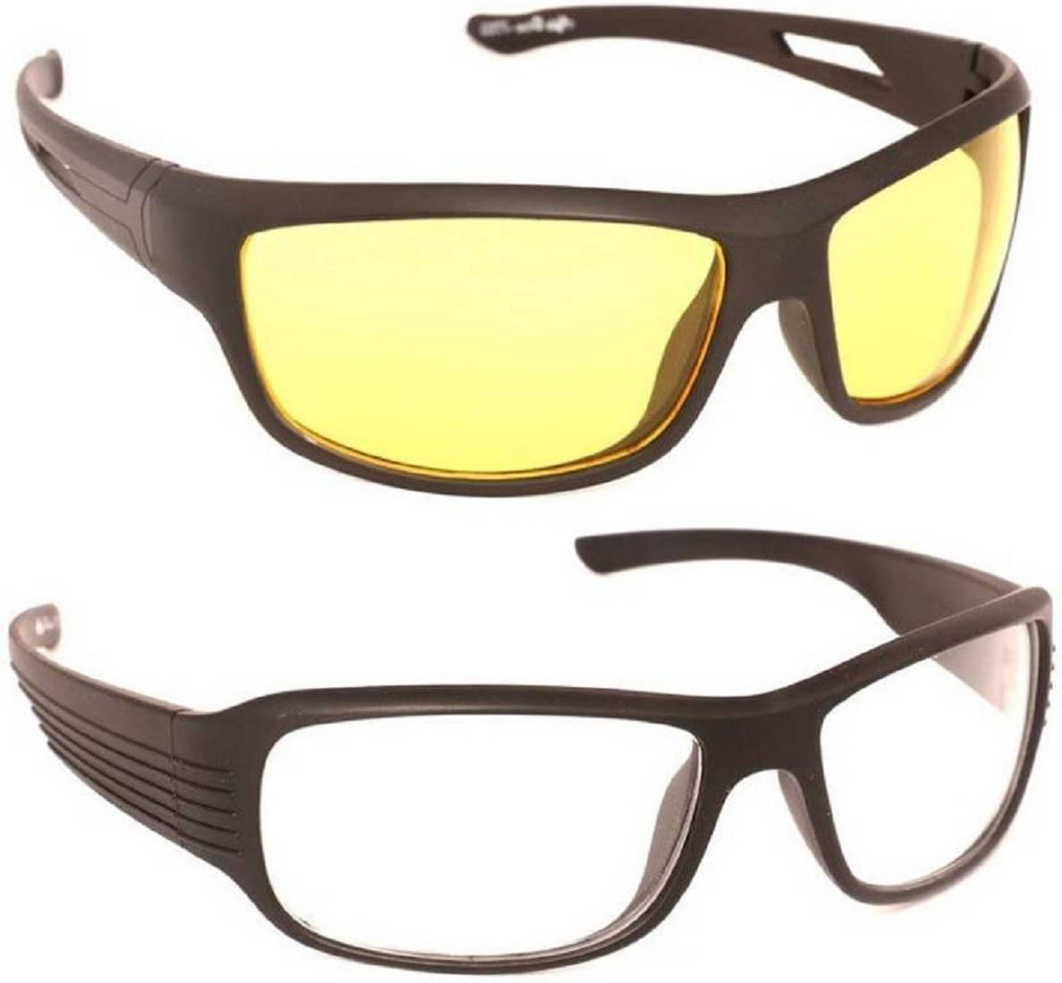 uzak Black Wrap Around Sunglasses ( Pack of 2 ) uzak Black Wrap Around Sunglasses ( Pack of 2 )