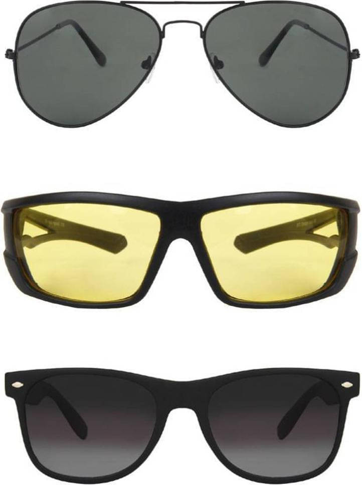     			uzak Multicolor Wrap Around Sunglasses ( Pack of 3 )