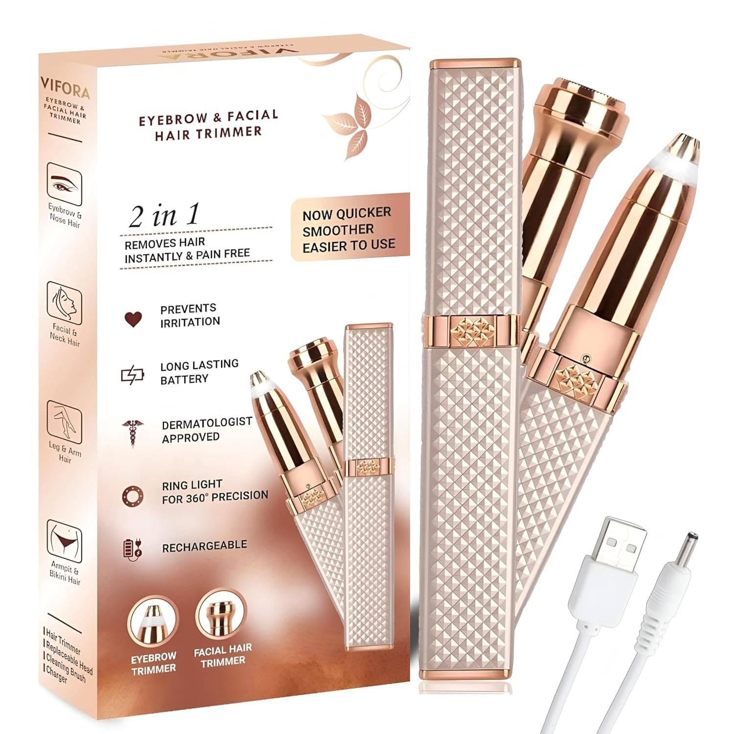     			2-in-1 Eyebrow Epilators for Women - Facial Hair Remover Machine For Women - Epi Facial Hair Remover Multicolor Cordless Eyebrow Trimmer With 45 minutes Runtime