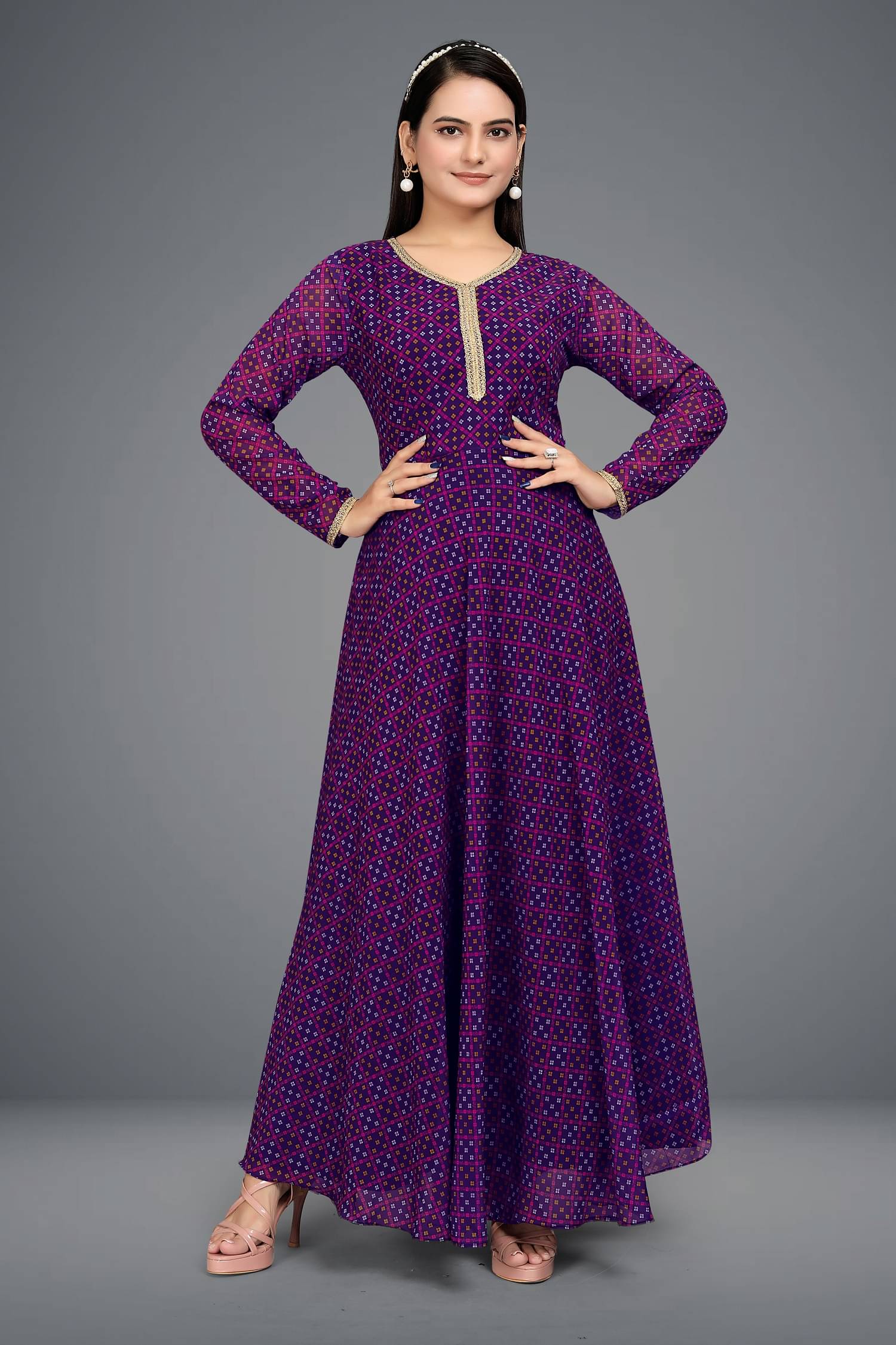     			A TO Z CART Women Rayon Flared Stitched Ethnic Gown ( Blue )
