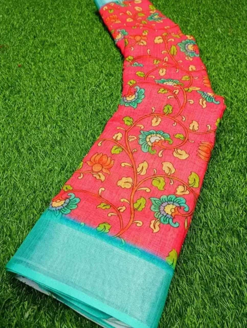 Ambe Creation Cotton Blend Printed Saree With Unstitched Blouse Piece ( Pink ) Ambe Creation Cotton Blend Printed Saree With Unstitched Blouse Piece ( Pink )