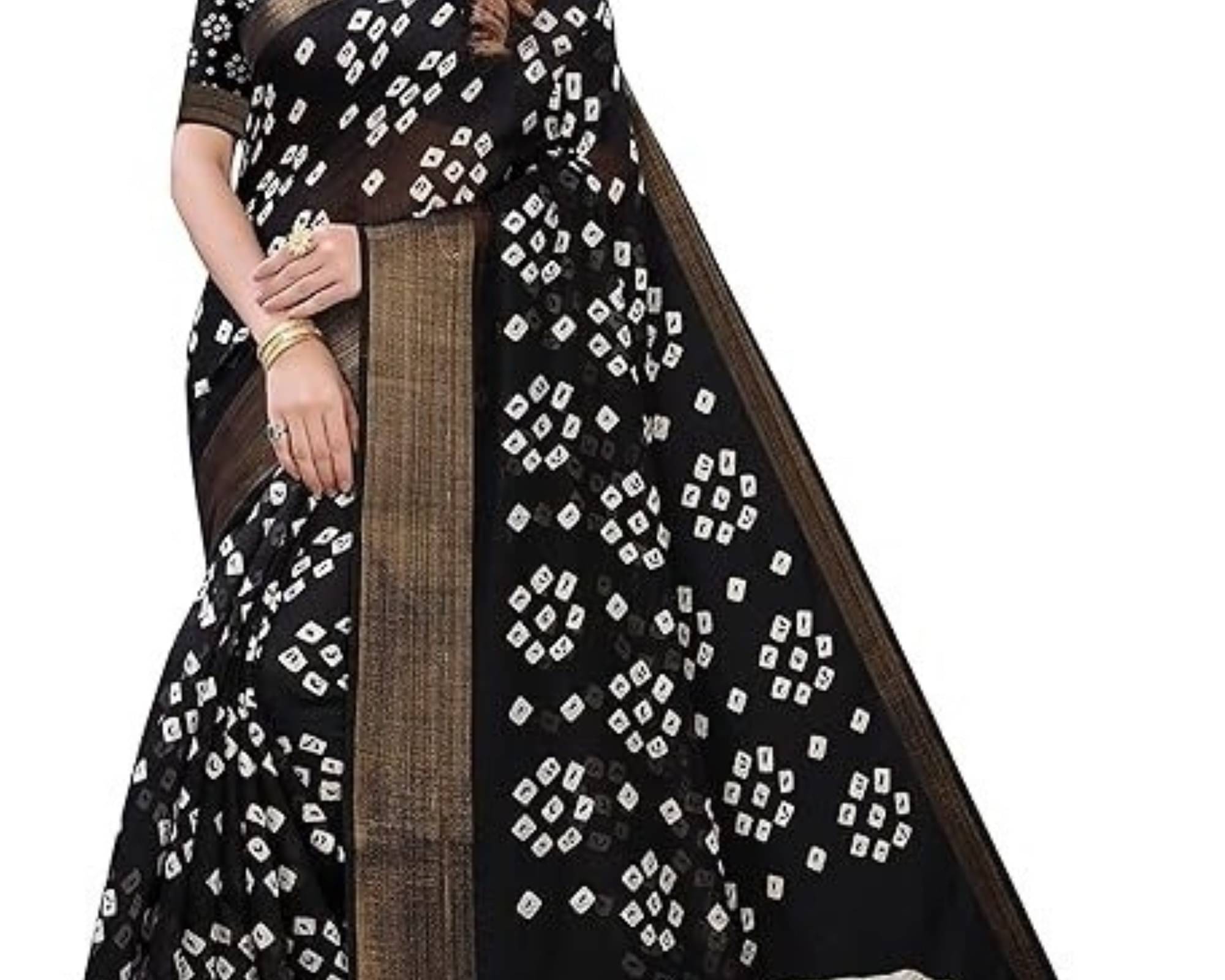     			Ambe Creation Cotton Blend Printed Saree With Unstitched Blouse Piece ( Black )