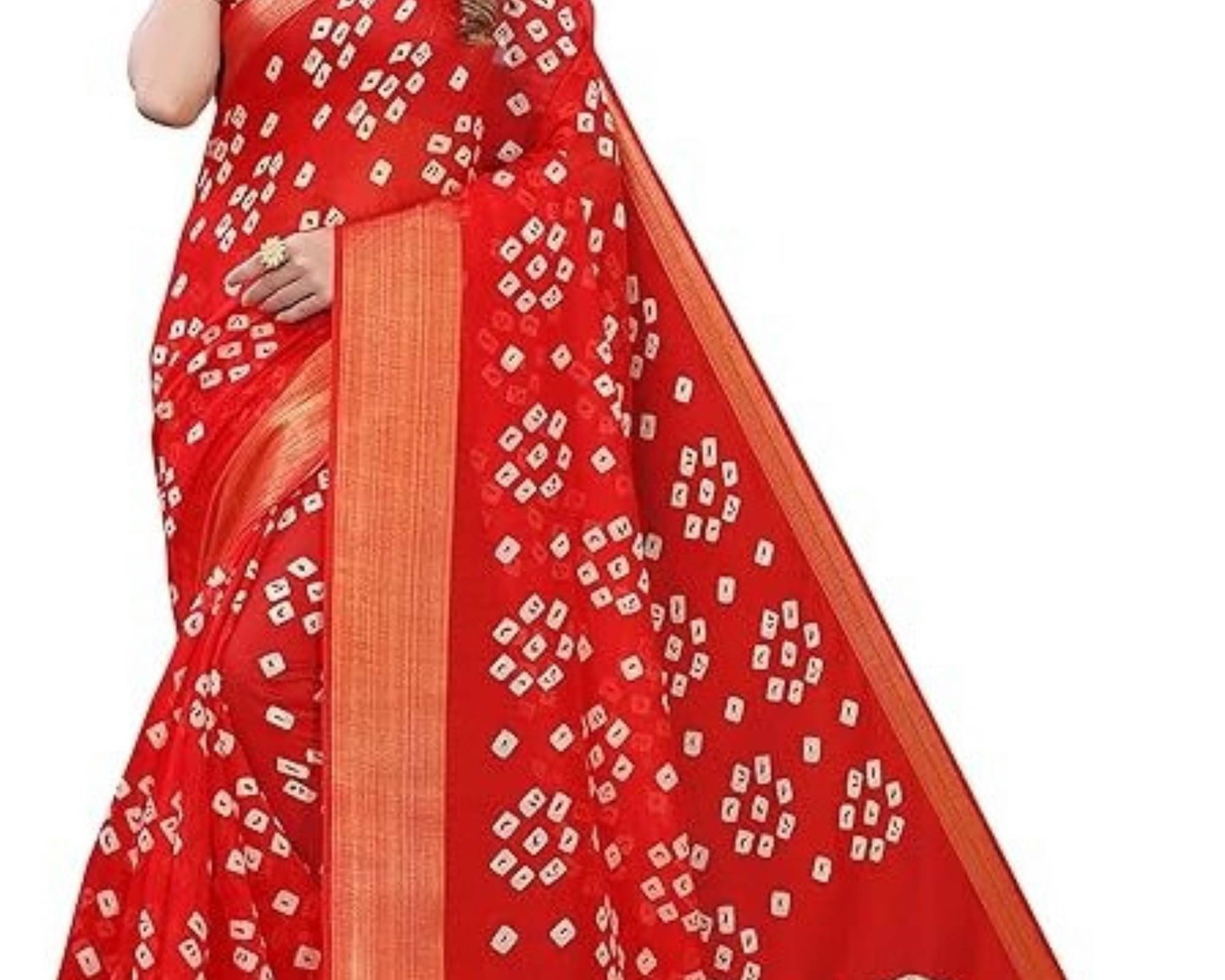    			Ambe Creation Cotton Blend Printed Saree With Unstitched Blouse Piece ( Red )