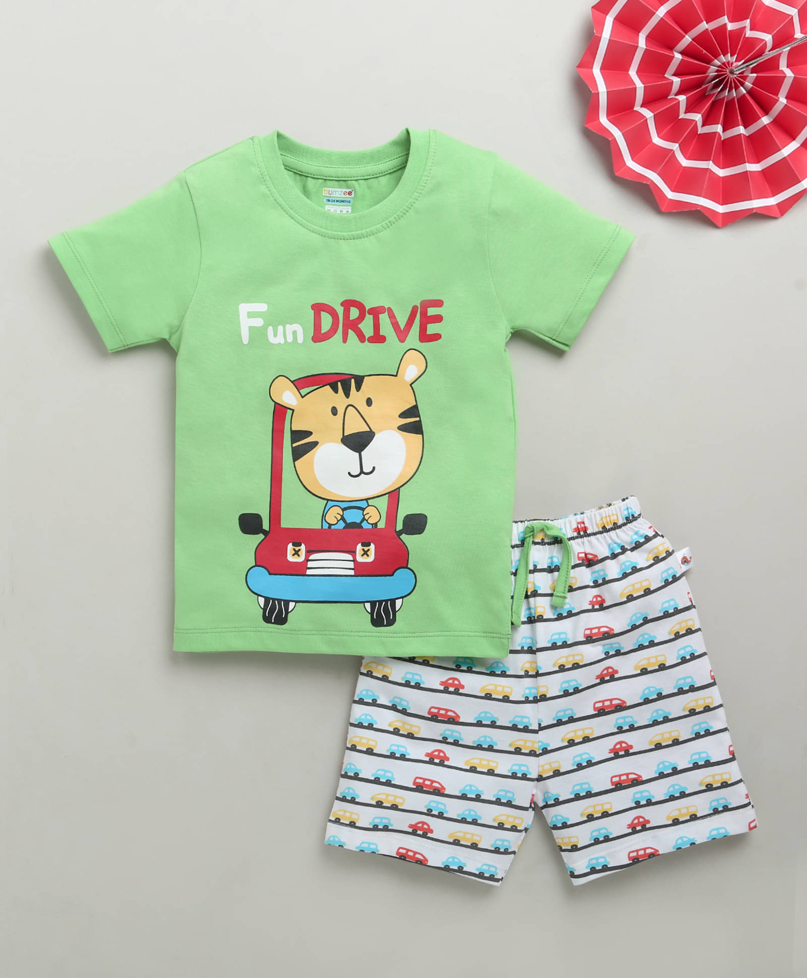     			BUMZEE Pack of 1 Baby Boys Cotton T-Shirt & Shorts Set ( Green )