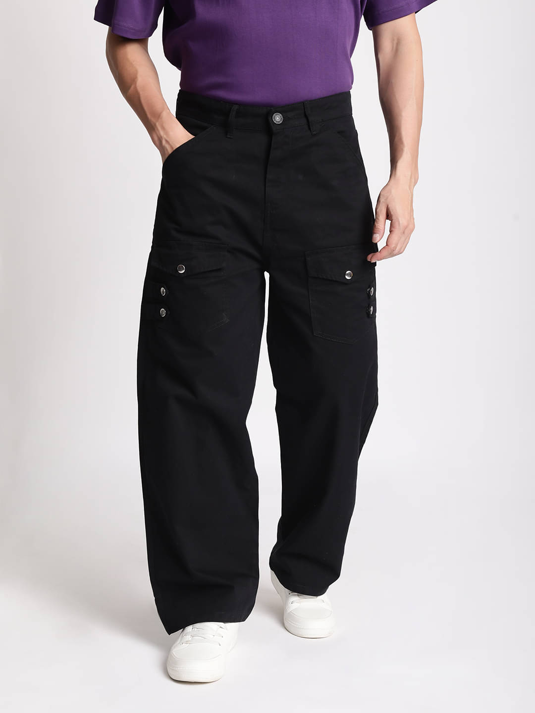     			Bene Kleed Baggy Flat Men's Cargos - Black ( Pack of 1 )