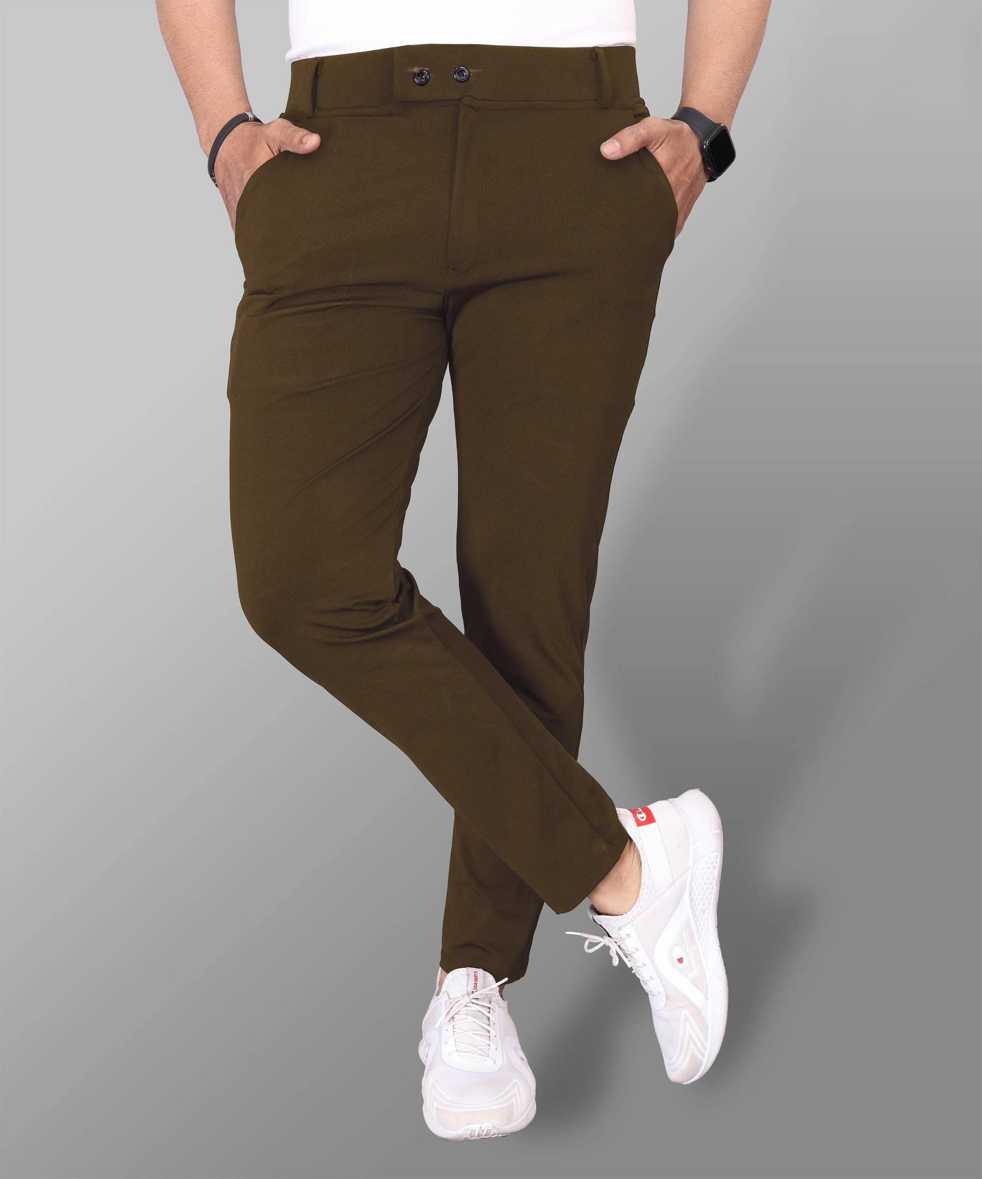     			COMBRAIDED Slim Flat Men's Chinos - Brown ( Pack of 1 )