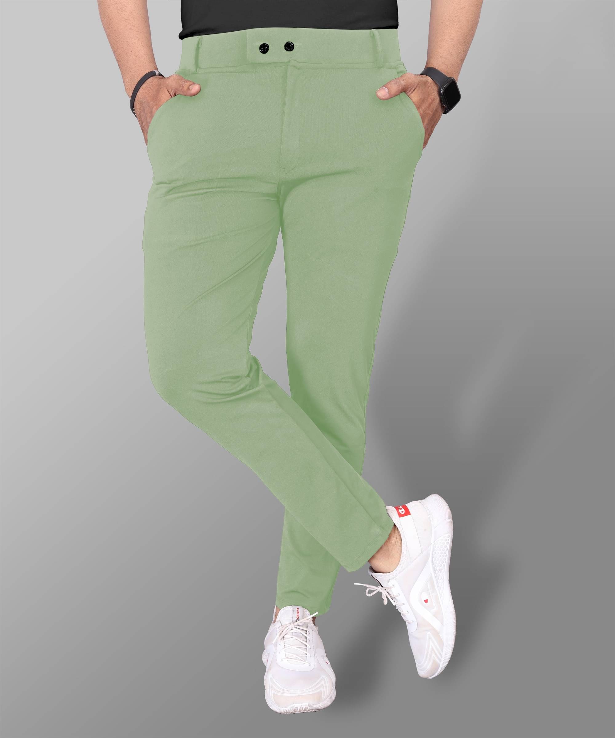     			COMBRAIDED Slim Flat Men's Chinos - Light Green ( Pack of 1 )