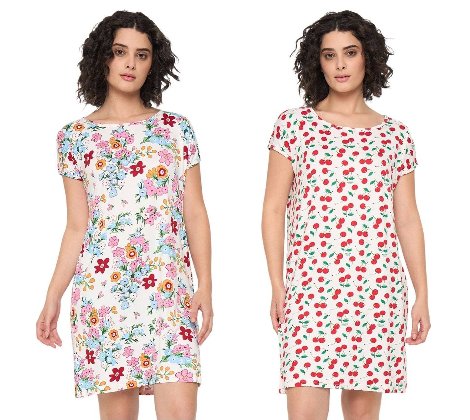     			Camey Multicolor Viscose Women's Nightwear Nighty & Night Gowns ( Pack of 2 )