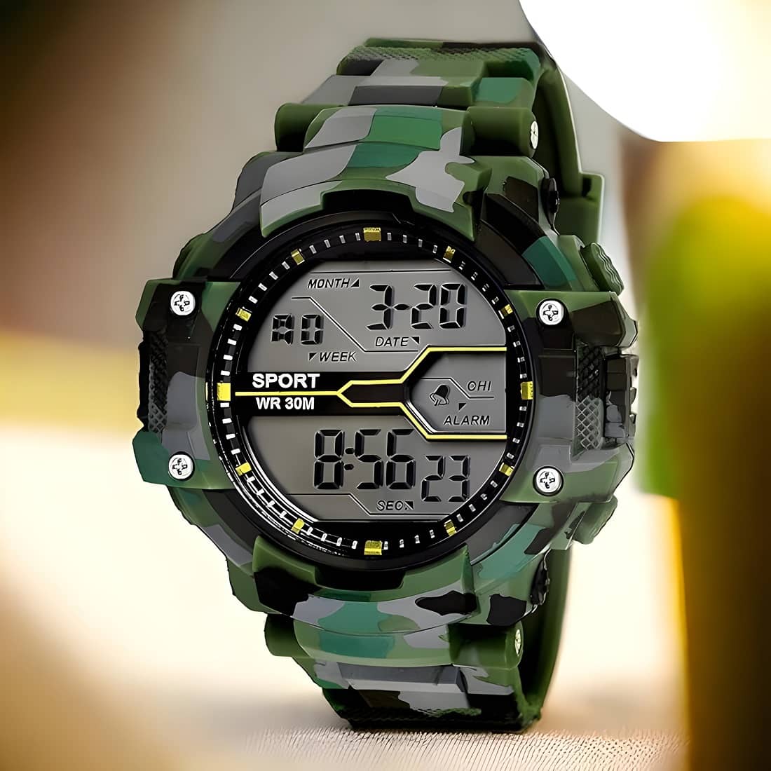 Cosmic Green PU Digital Men's Watch