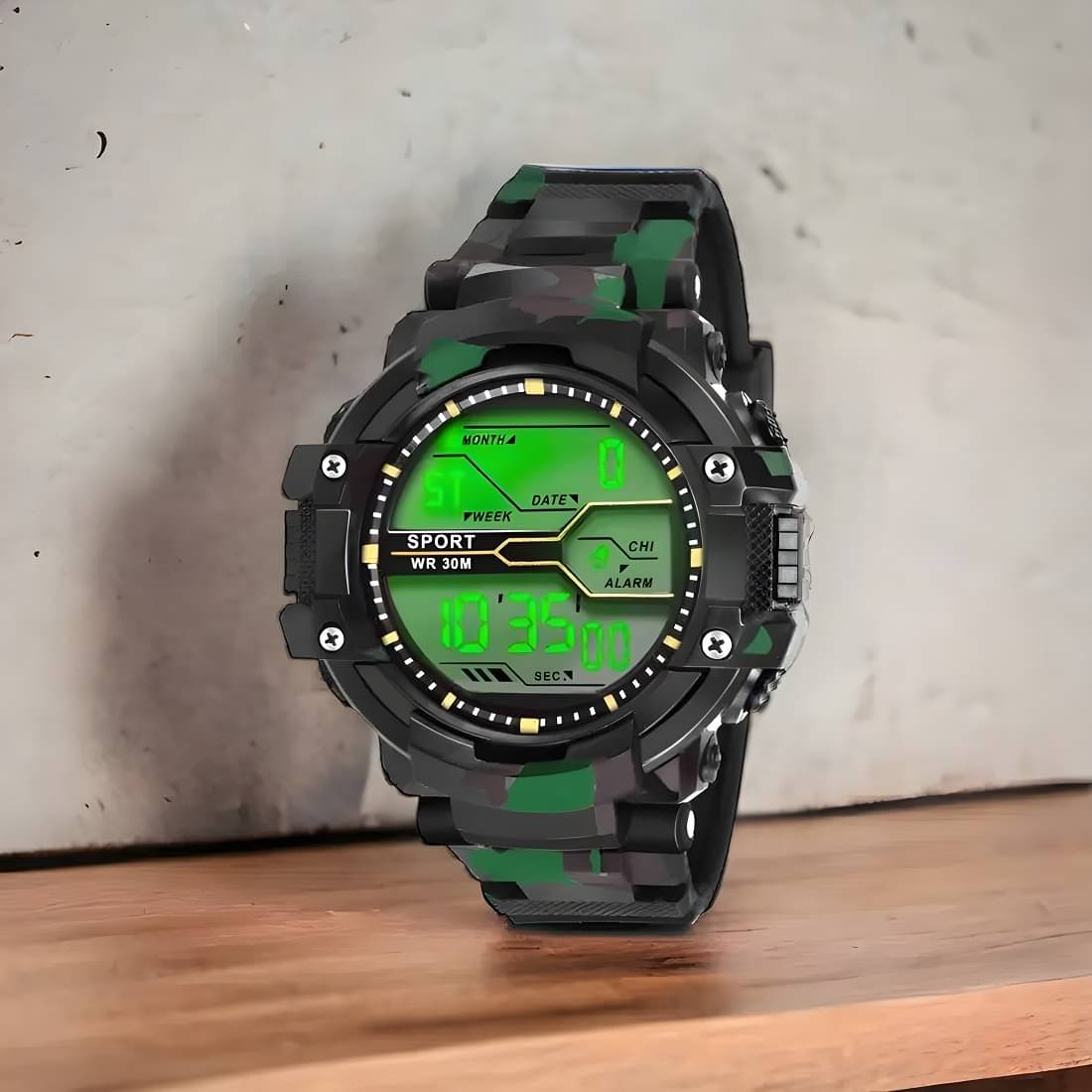     			DECLASSE Green PU Digital Men's Watch