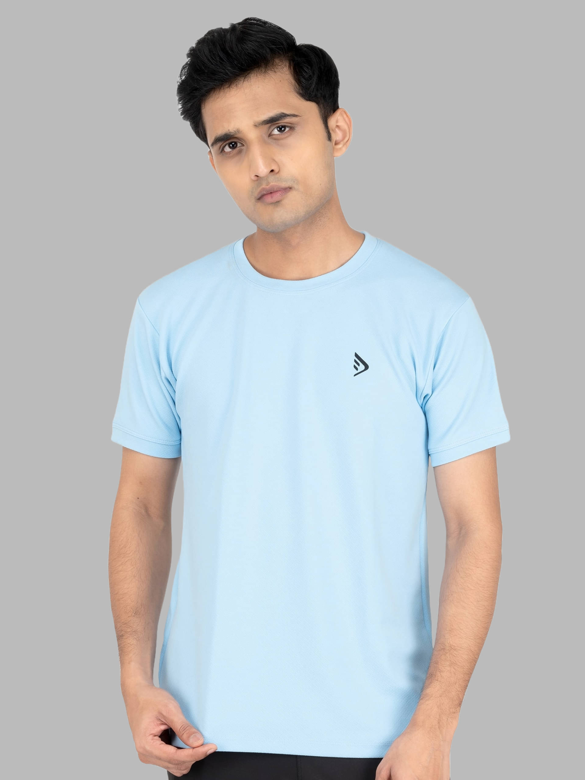     			DIHOX Sky Blue Polyester Regular Fit Men's Sports T-Shirt ( Pack of 1 )