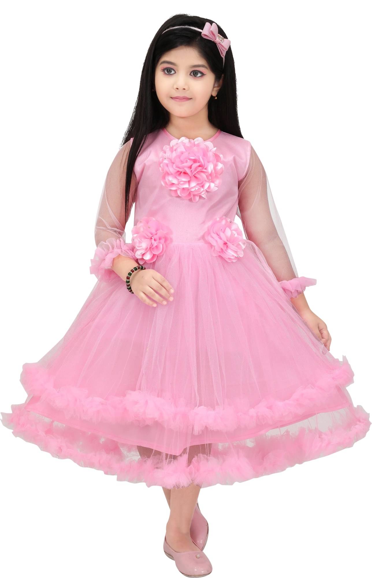 DS DRESSES Net Dress For Girls ( Pack of 1 , Pink ) DS DRESSES Net Dress For Girls ( Pack of 1 , Pink )