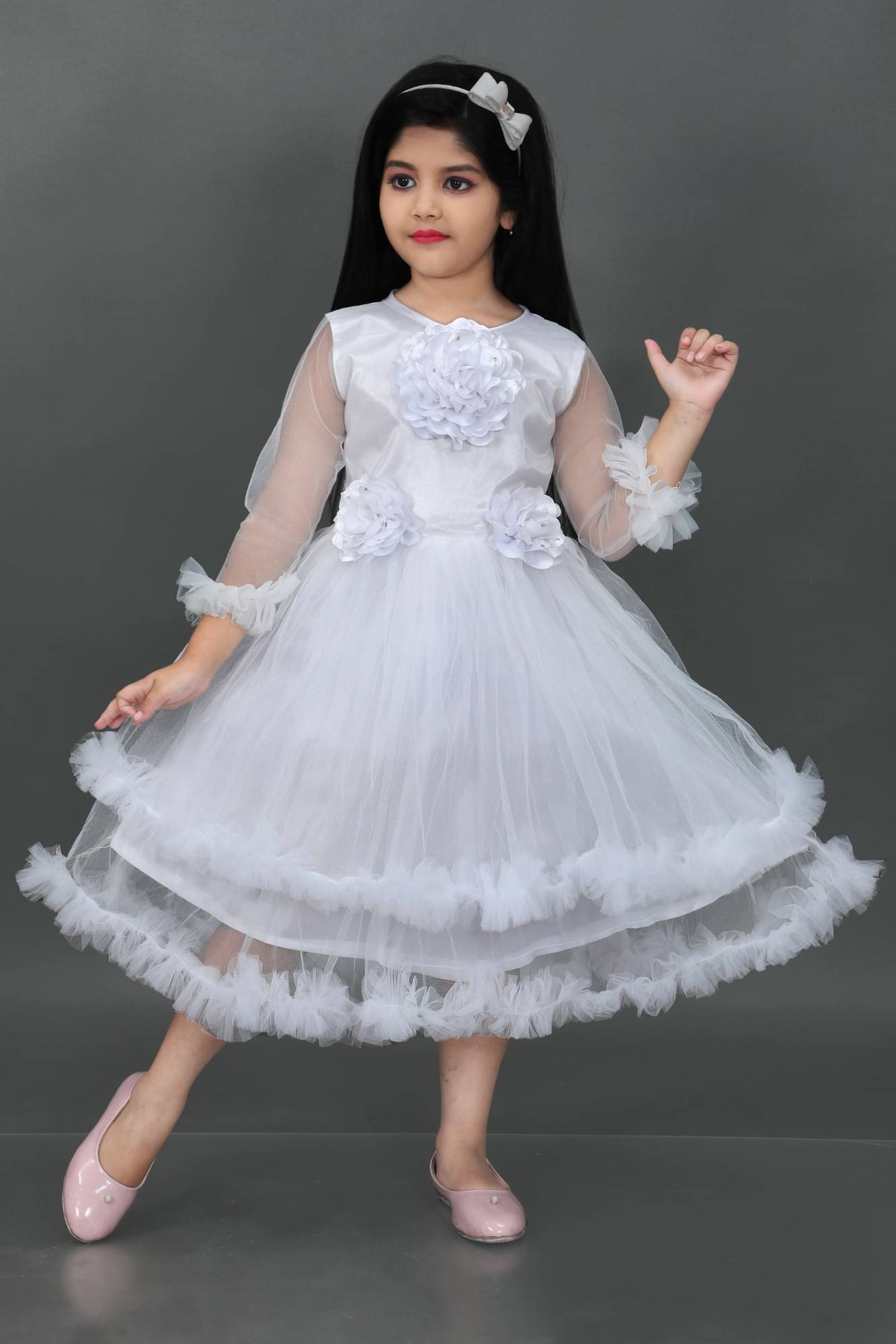 DS DRESESS Net Frock For Girls ( Pack of 1 , White ) DS DRESESS Net Frock For Girls ( Pack of 1 , White )