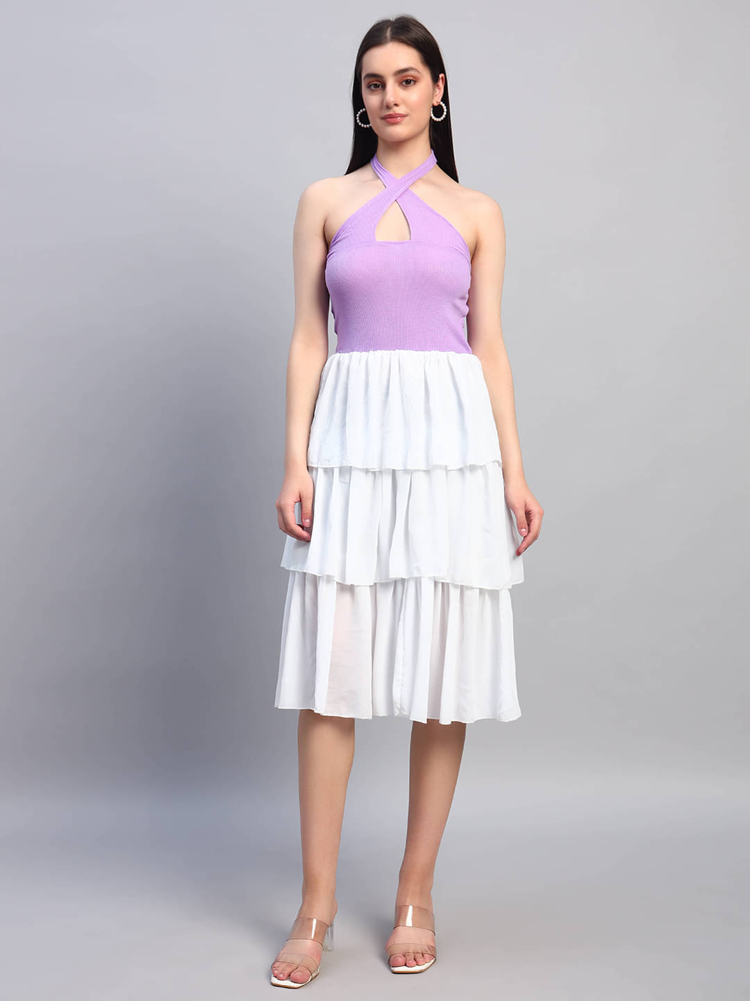 Dressly Women's Georgette Colorblock Fit & Flare Dress ( Multicolor 2 )     			Dressly Women's Georgette Colorblock Fit & Flare Dress ( Multicolor 2 )