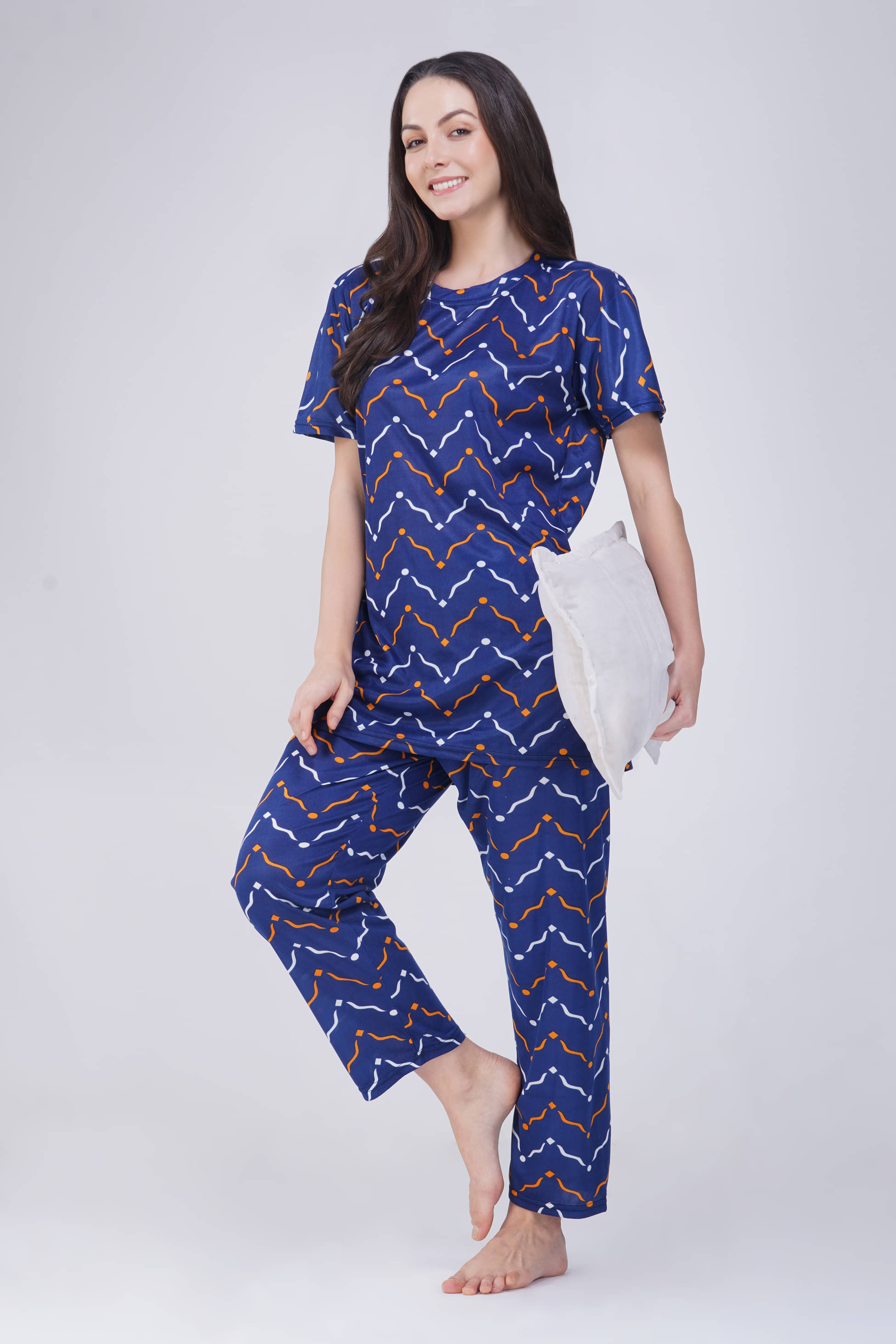     			FANCY WEAR Blue Hosiery Women's Nightwear Nightsuit Sets ( Pack of 1 )