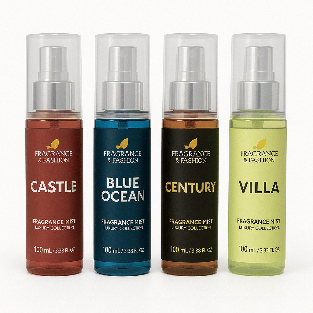 Fragrance And Fashion - Blue ocean, Villa, Century & Castle body mist of 100 ml each Fragrance And Fashion - Blue ocean, Villa, Century & Castle body mist of 100 ml each