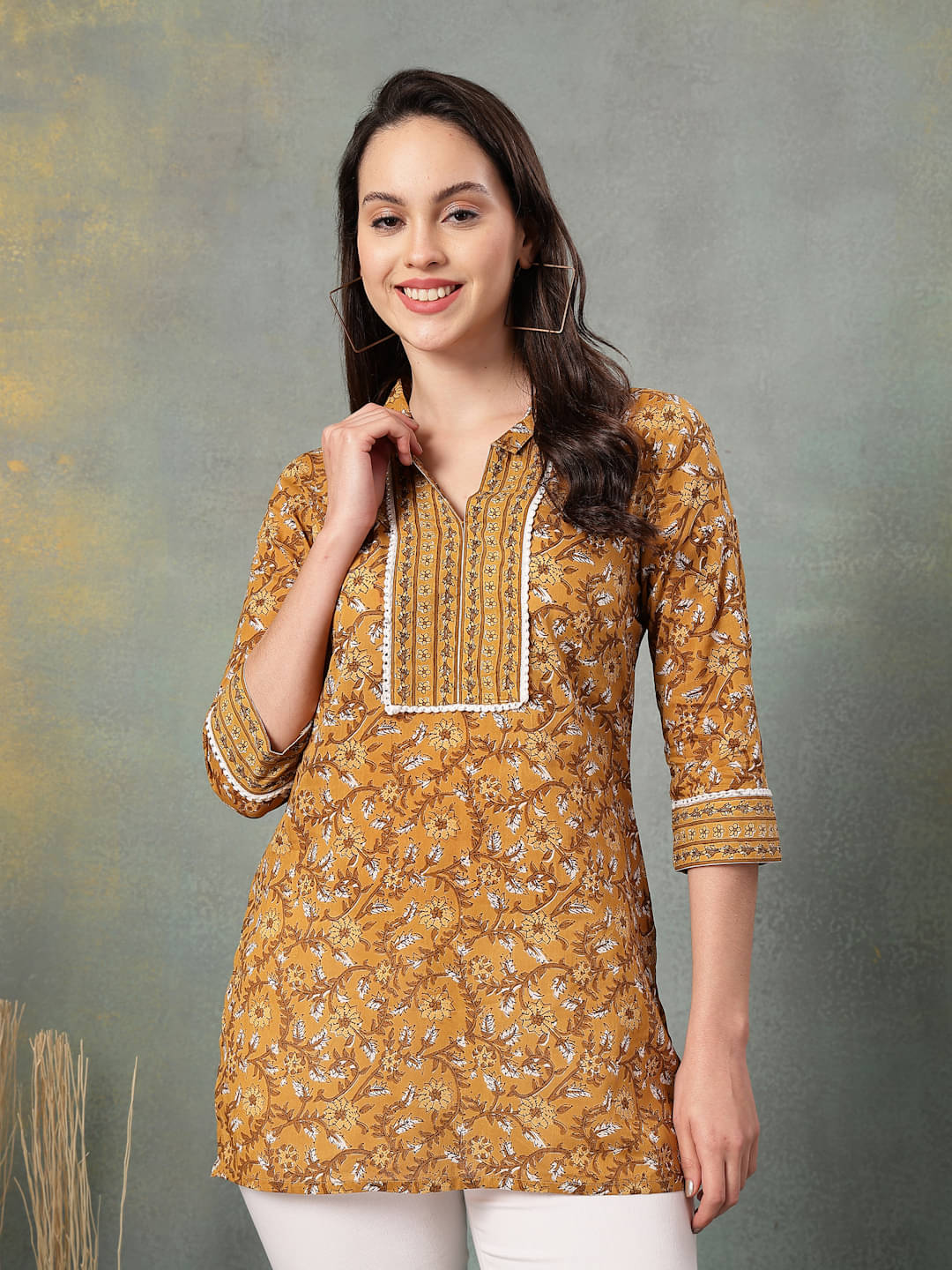 GOD BLESS Women's Cotton Printed Straight Kurti - ( Beige ) GOD BLESS Women's Cotton Printed Straight Kurti - ( Beige )