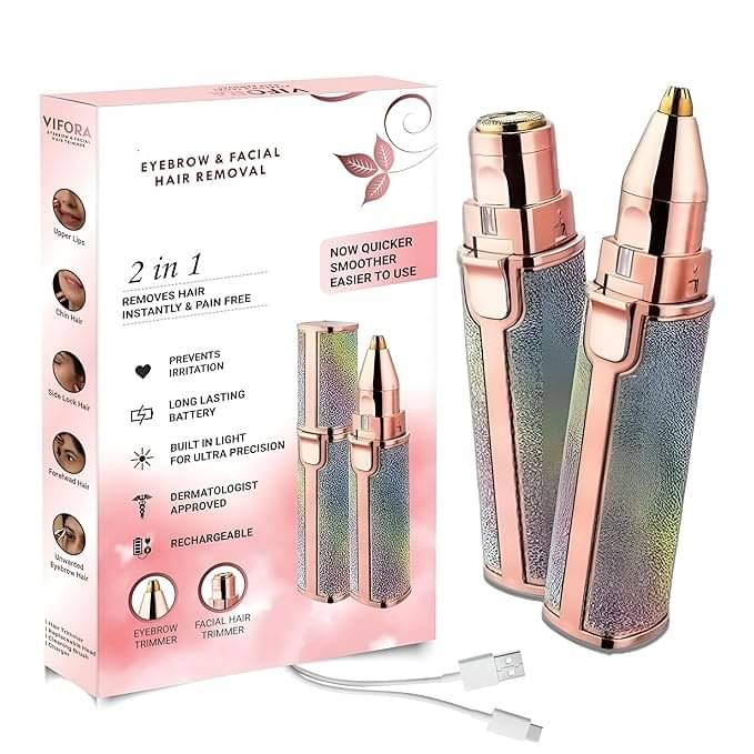     			Gatih 2-in-1 Rechargeable Eyebrow Epilators For Women, Facial Hair Removal Eyebrow Trimmer Multicolor Cordless Eyebrow Trimmer With 60 minutes Runtime