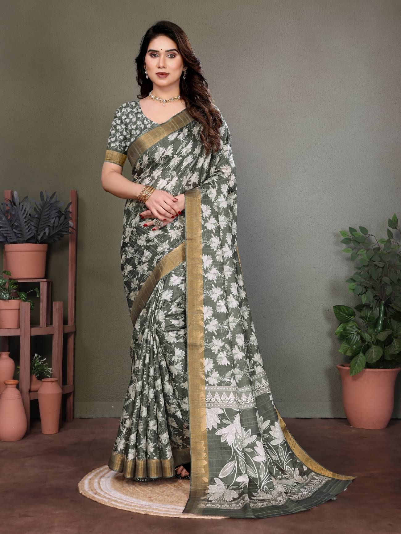 HITESH ENTERPRISE Cotton Self Design Saree With Unstitched Blouse Piece ( Green ) HITESH ENTERPRISE Cotton Self Design Saree With Unstitched Blouse Piece ( Green )