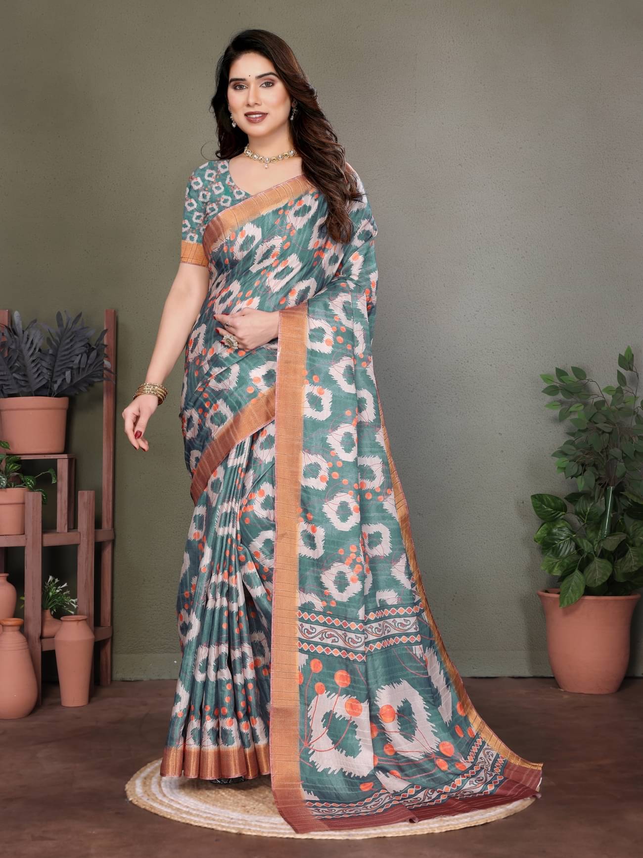 HITESH ENTERPRISE Cotton Self Design Saree With Unstitched Blouse Piece ( Rama ) HITESH ENTERPRISE Cotton Self Design Saree With Unstitched Blouse Piece ( Rama )