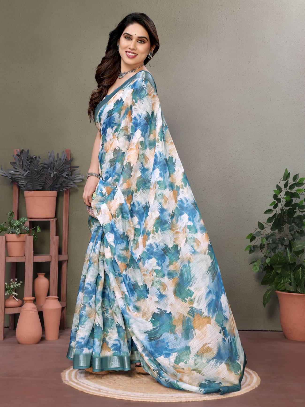     			HITESH ENTERPRISE Cotton Self Design Saree With Unstitched Blouse Piece ( Blue )