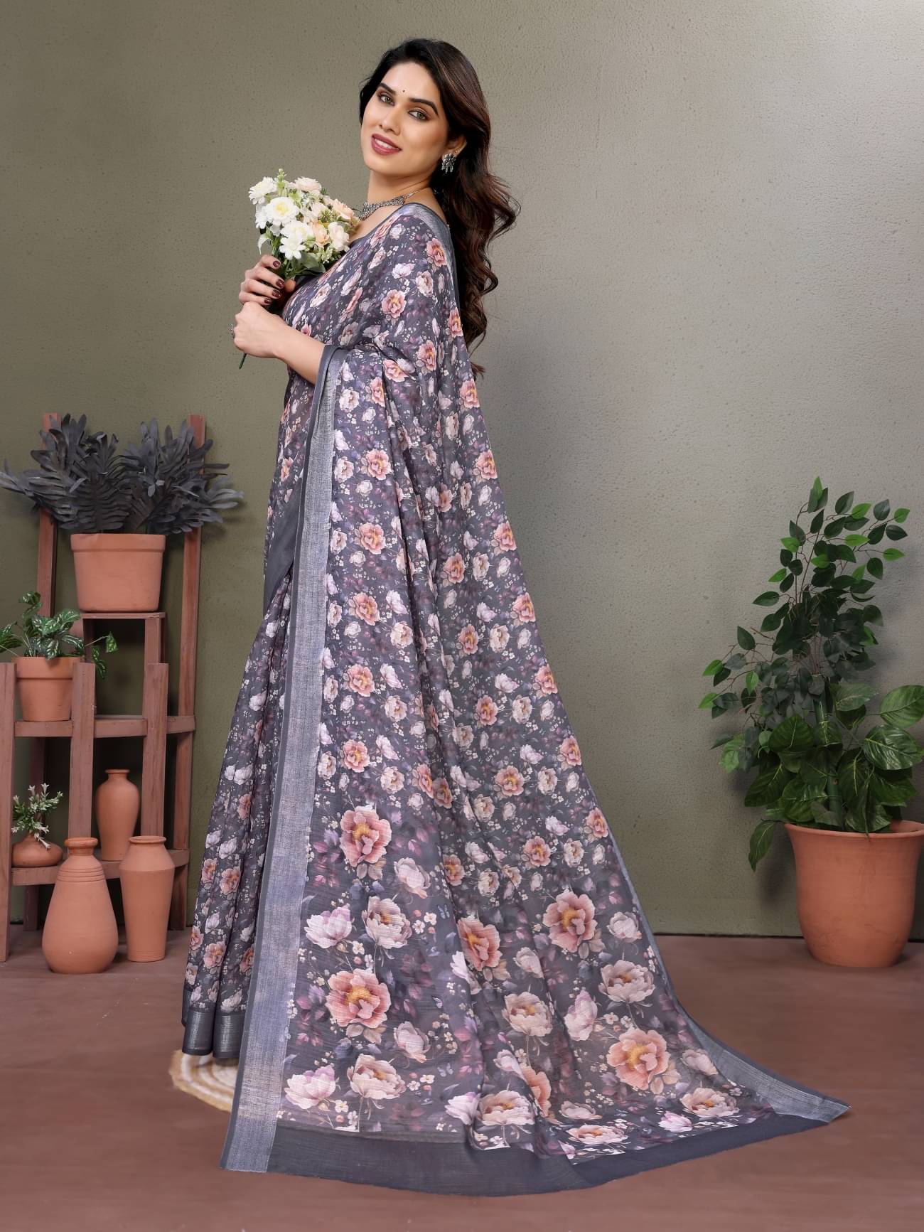     			HITESH ENTERPRISE Cotton Self Design Saree With Unstitched Blouse Piece ( Grey )