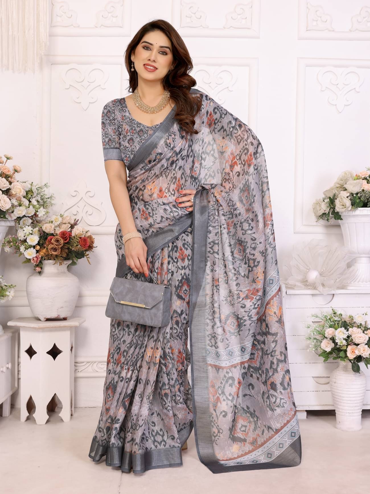 HITESH ENTERPRISE Linen Self Design Saree With Unstitched Blouse Piece ( Multicolor 1 ) HITESH ENTERPRISE Linen Self Design Saree With Unstitched Blouse Piece ( Multicolor 1 )