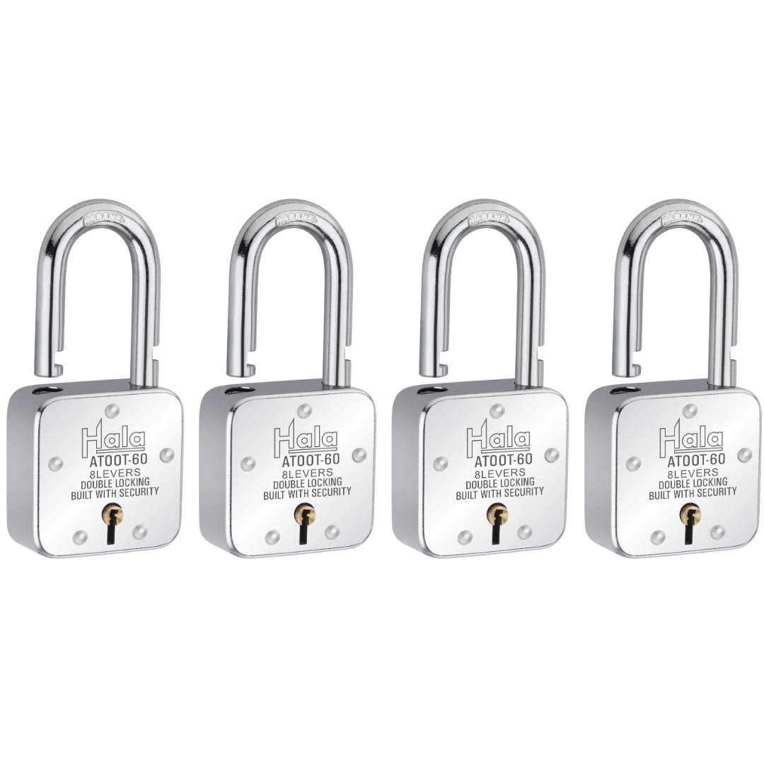 Hala Atoot 60 Double Locking 8 Steel Lever Hardened Shackle Comes With 3 Heavy And Sturdy Keys Pack Of 4 Hala Atoot 60 Double Locking 8 Steel Lever Hardened Shackle Comes With 3 Heavy And Sturdy Keys Pack Of 4