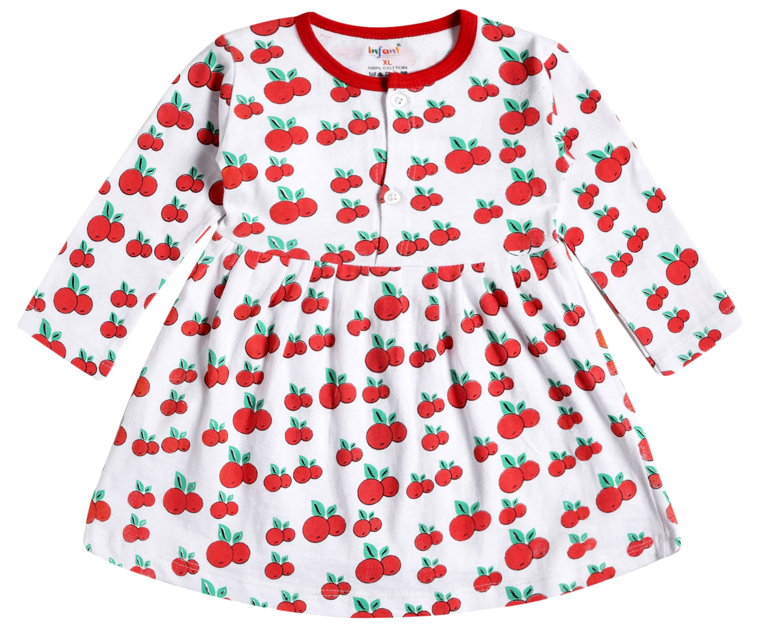 INFANT Cotton Frock For Baby Girls ( Pack of 1 , Red )     			INFANT Cotton Frock For Baby Girls ( Pack of 1 , Red )