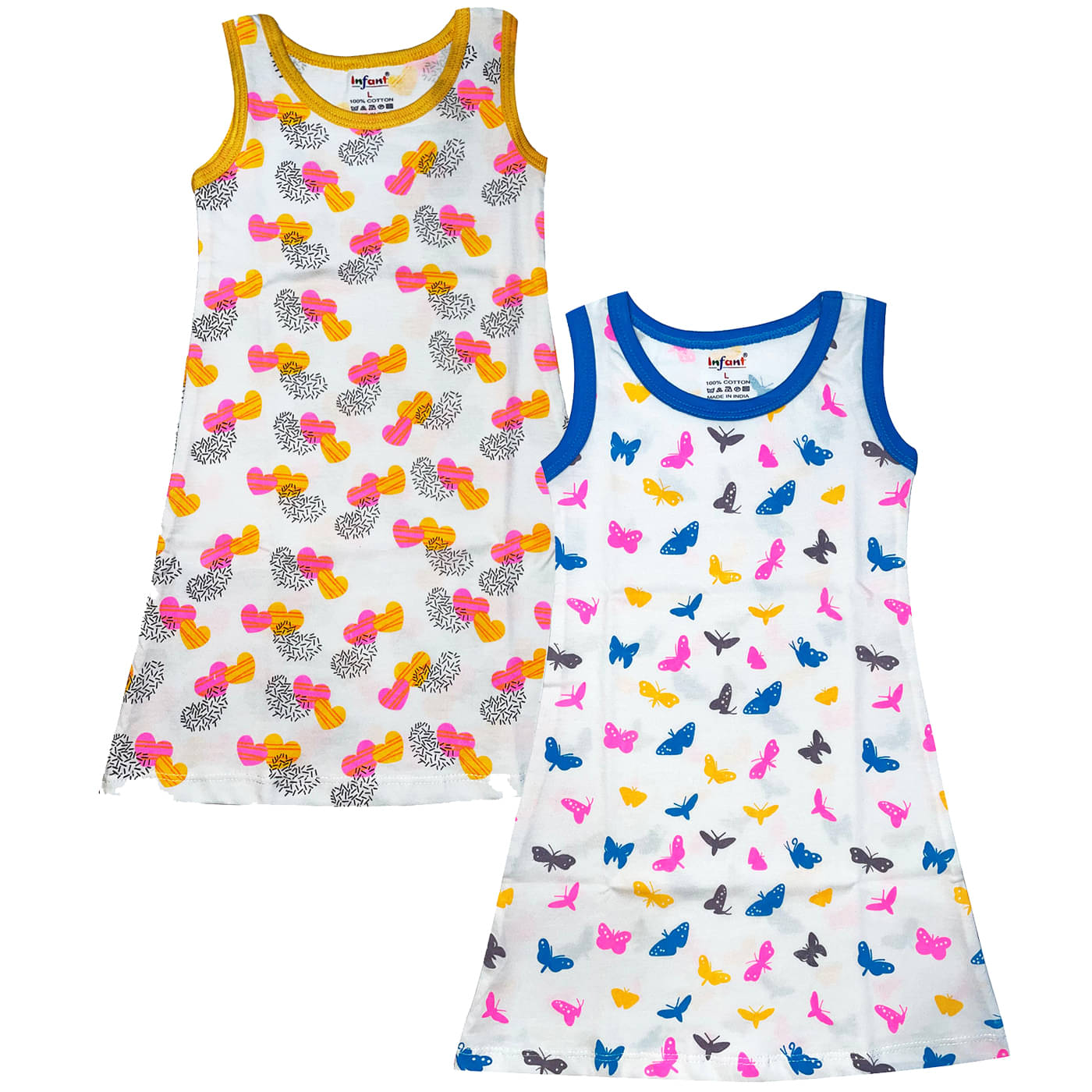     			INFANT Pack of 2 Baby Girls Cotton Dress ( Multicolor 2 )