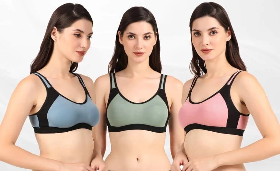 Ishant Multicolor Cotton Non Padded Women's Sports Bra ( Pack of 3 )