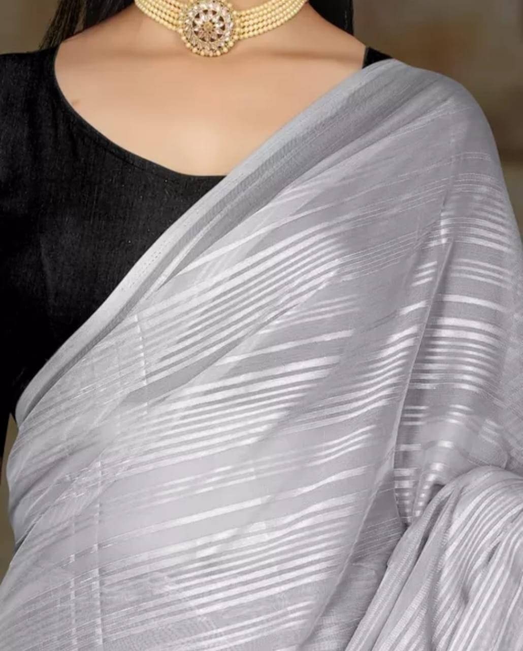 JIRA Art Silk Dyed Saree With Unstitched Blouse Piece ( Grey ) JIRA Art Silk Dyed Saree With Unstitched Blouse Piece ( Grey )