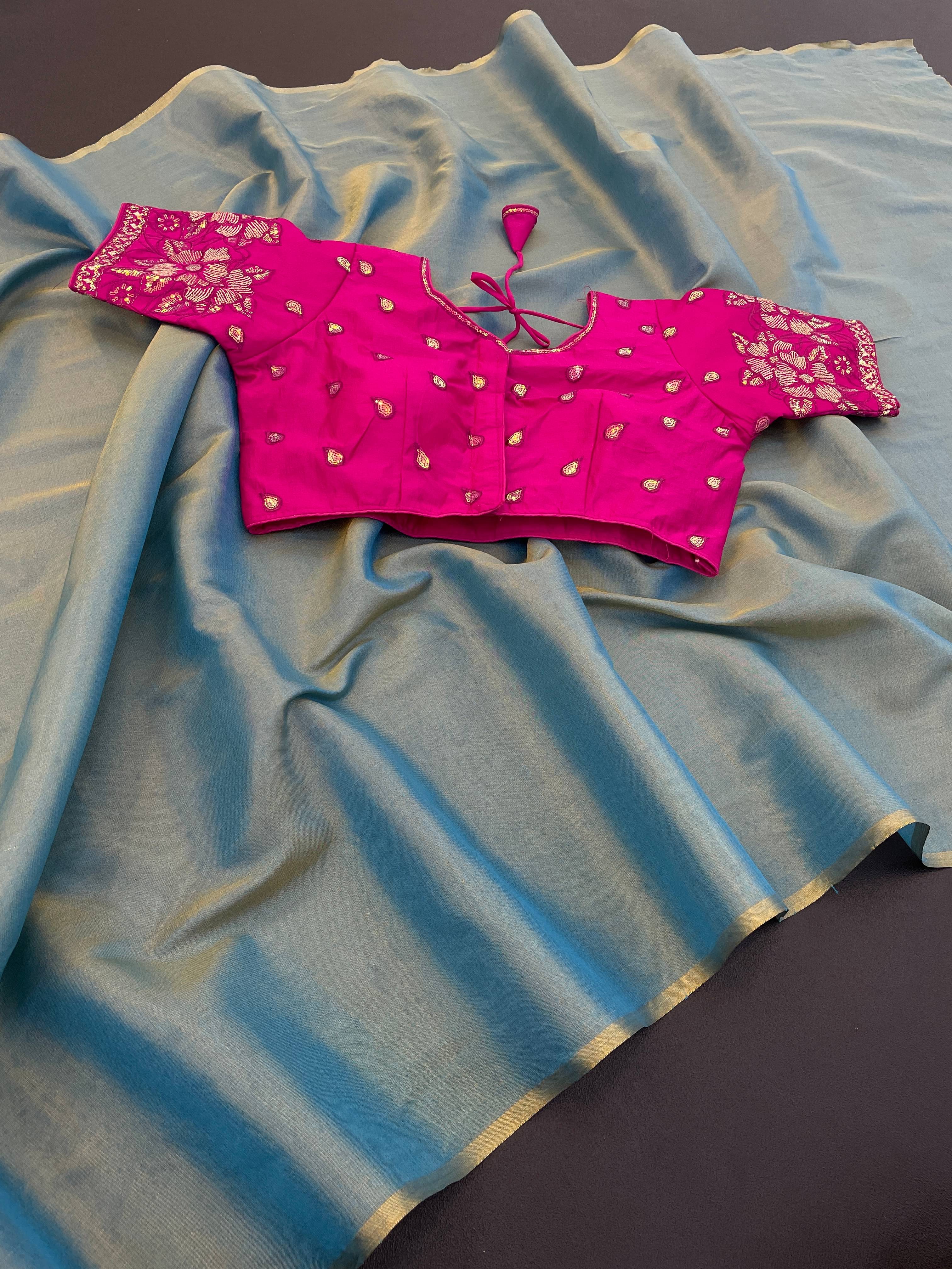 JIRA Art Silk Dyed Saree With Stitched Blouse ( Aqua Blue ) JIRA Art Silk Dyed Saree With Stitched Blouse ( Aqua Blue )