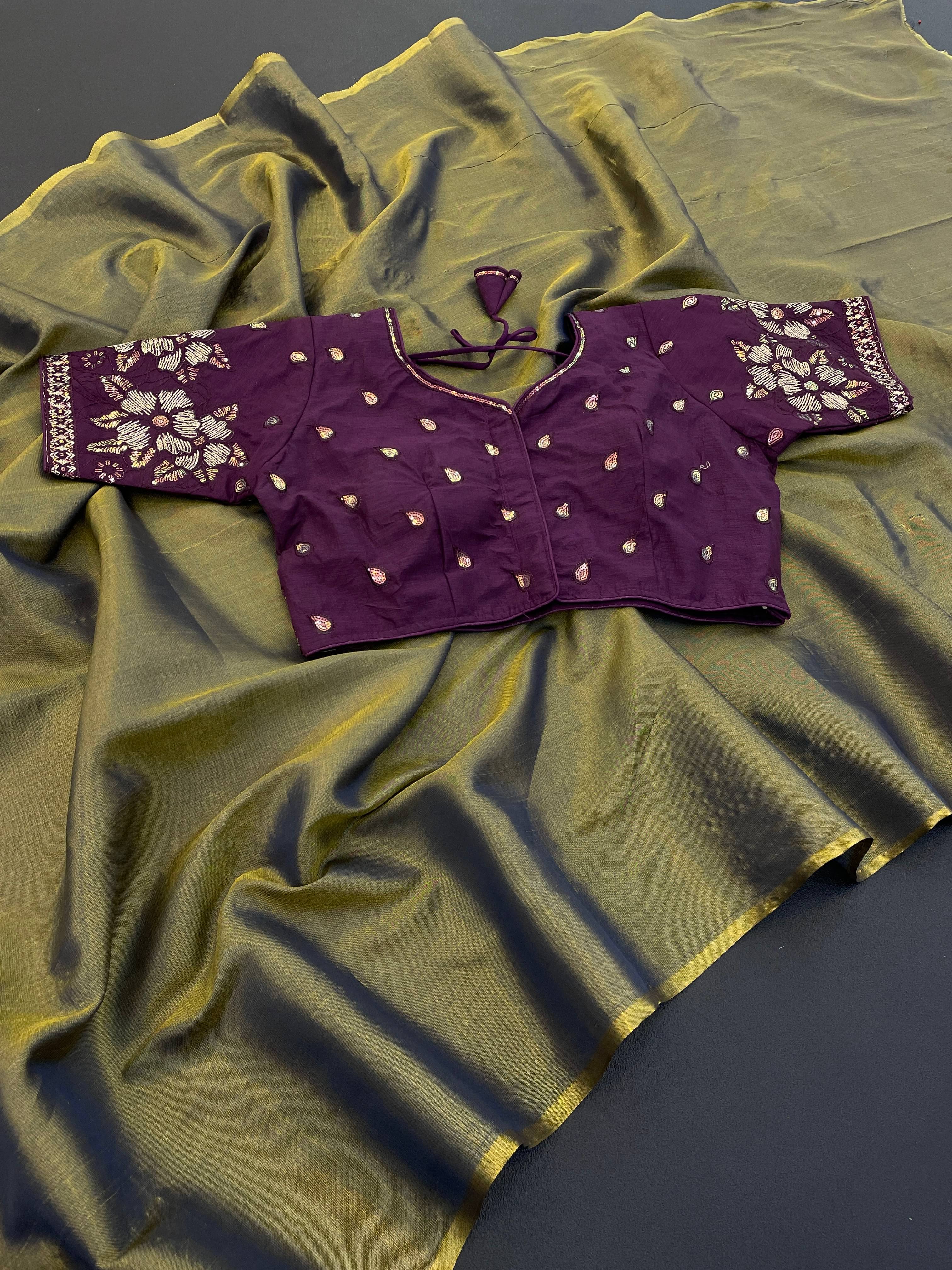 JIRA Art Silk Dyed Saree With Stitched Blouse ( Black ) JIRA Art Silk Dyed Saree With Stitched Blouse ( Black )