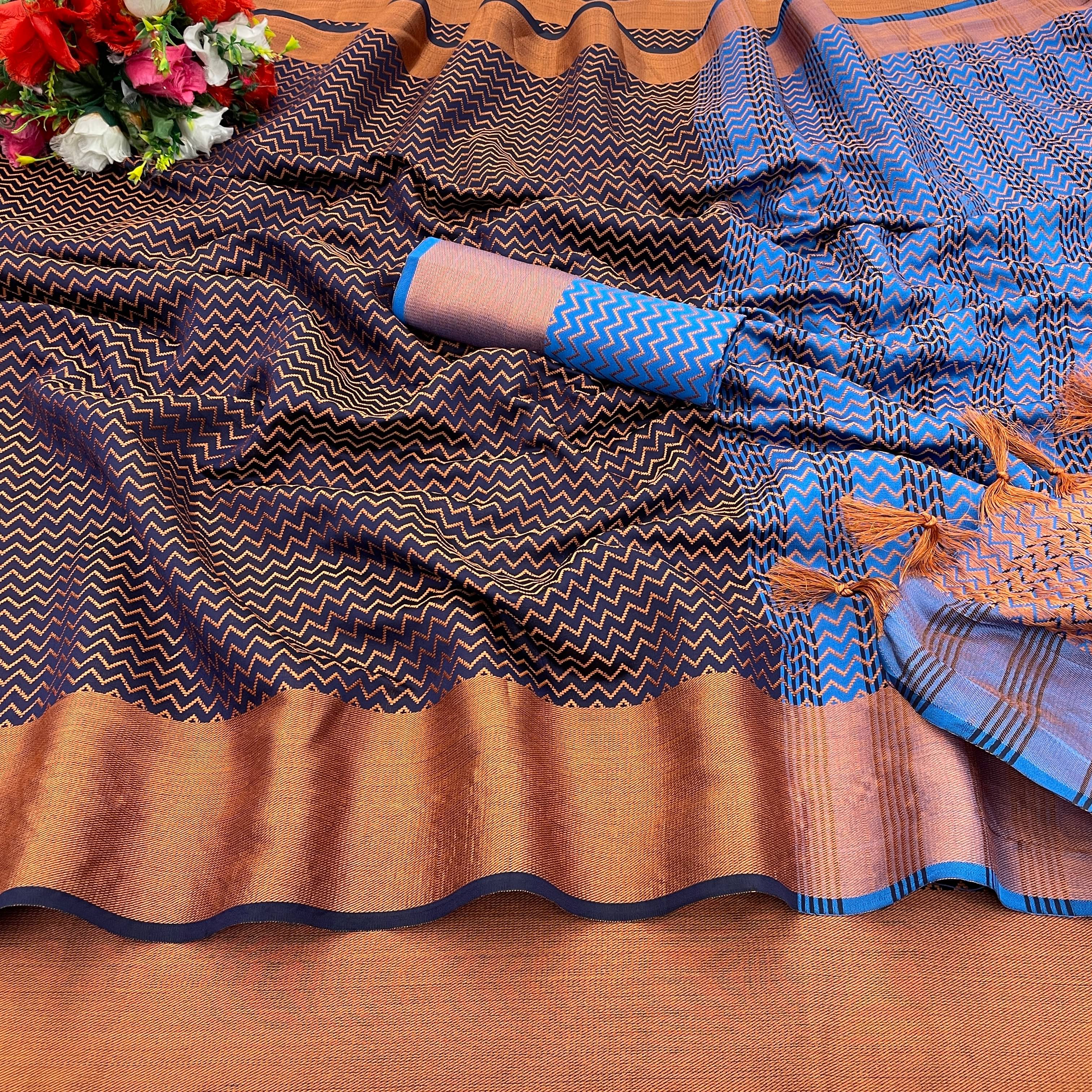 JIRA Art Silk Self Design Saree With Unstitched Blouse Piece ( Navy Blue ) JIRA Art Silk Self Design Saree With Unstitched Blouse Piece ( Navy Blue )