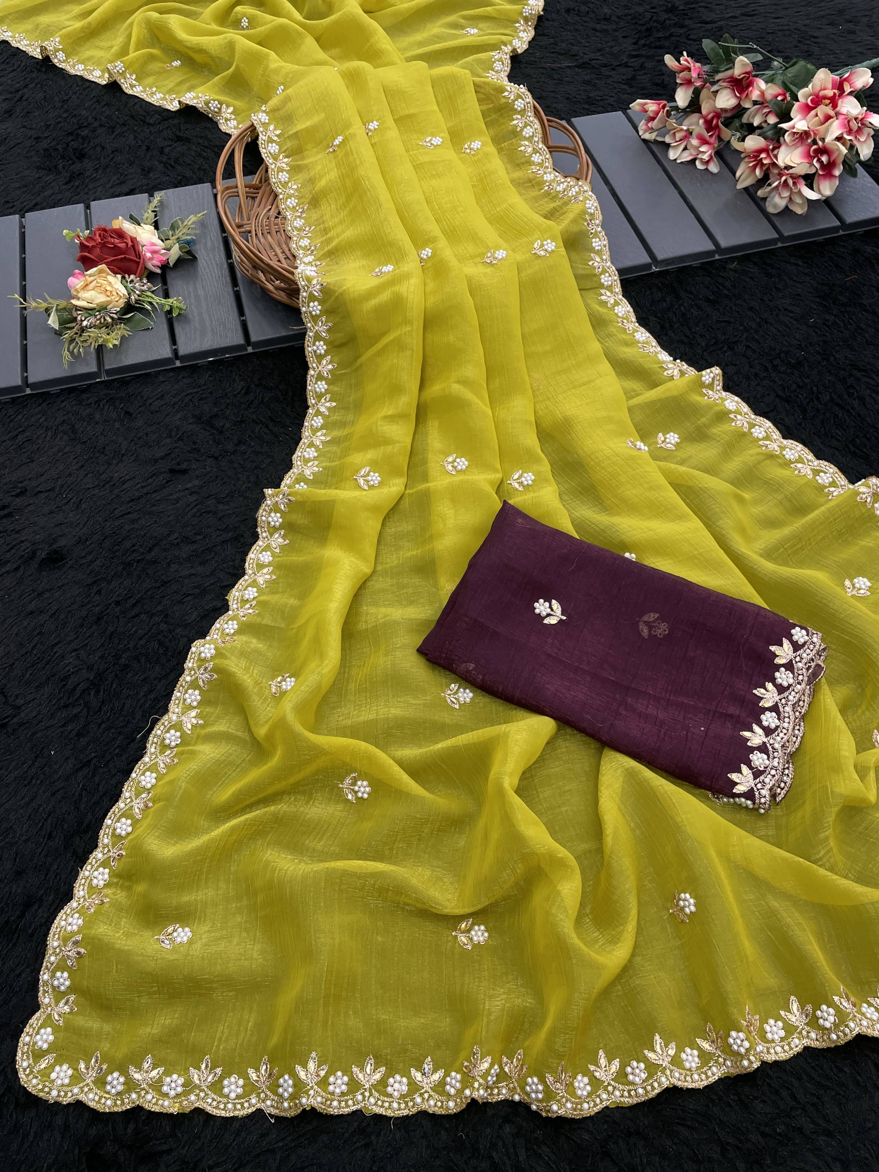 JIRA Chiffon Woven Saree With Unstitched Blouse Piece ( Purple ) JIRA Chiffon Woven Saree With Unstitched Blouse Piece ( Purple )