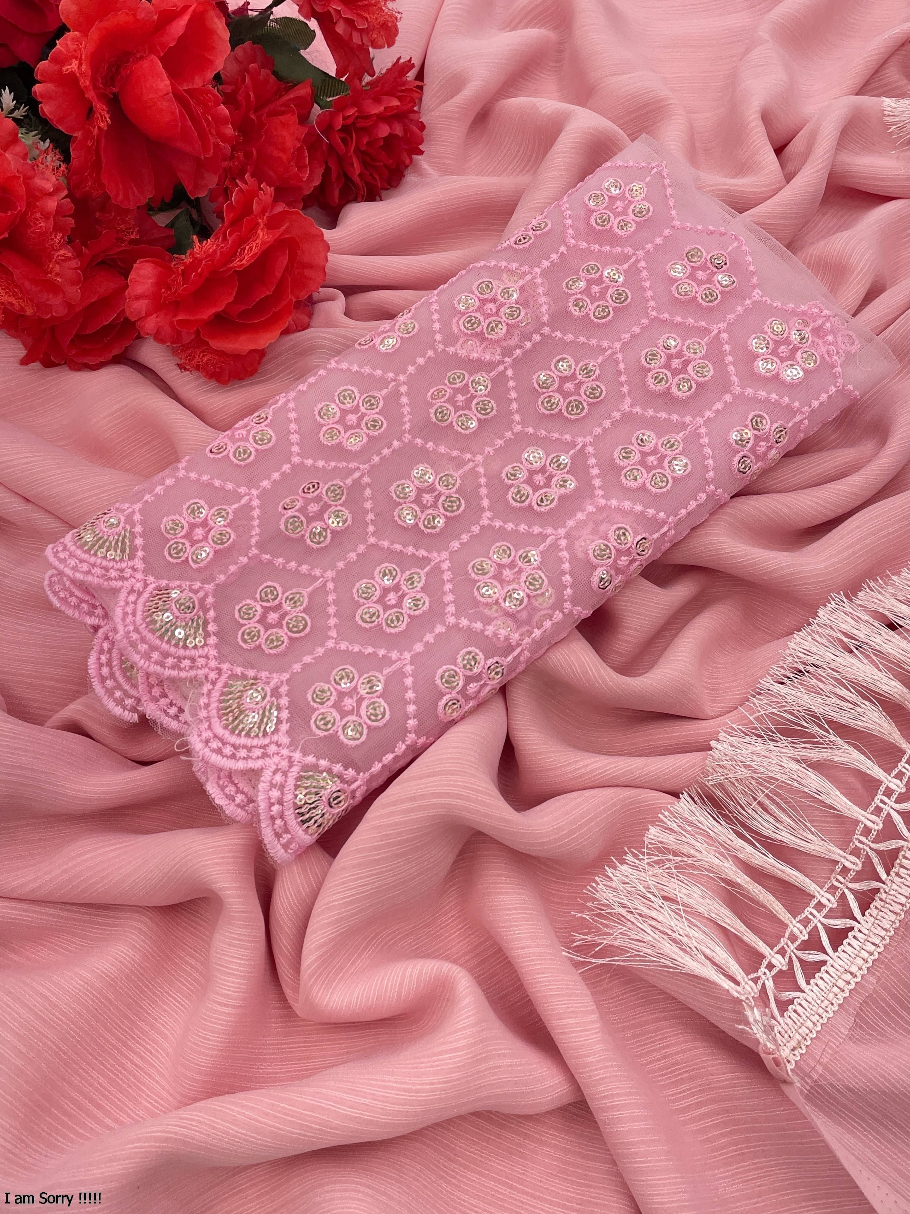     			JIRA Chiffon Woven Saree With Unstitched Blouse Piece ( Pink )