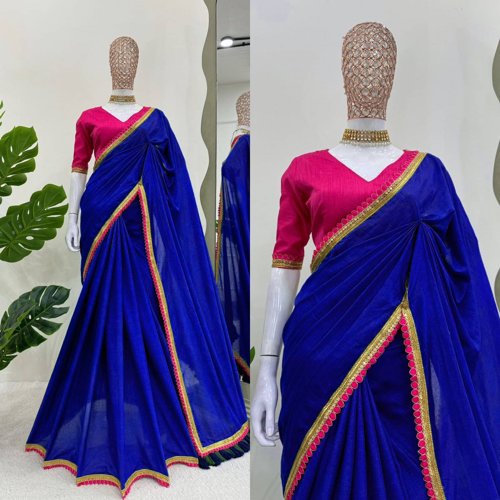     			JIRA Georgette Dyed Saree With Unstitched Blouse Piece ( Blue )