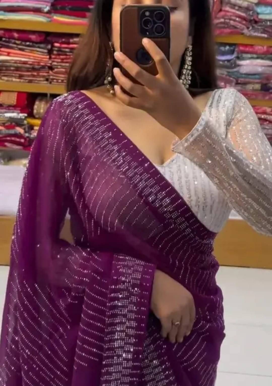    			JIRA Georgette Embellished Saree With Unstitched Blouse Piece ( Purple )