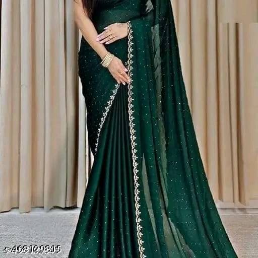    			JIRA Georgette Embellished Saree With Unstitched Blouse Piece ( Green )
