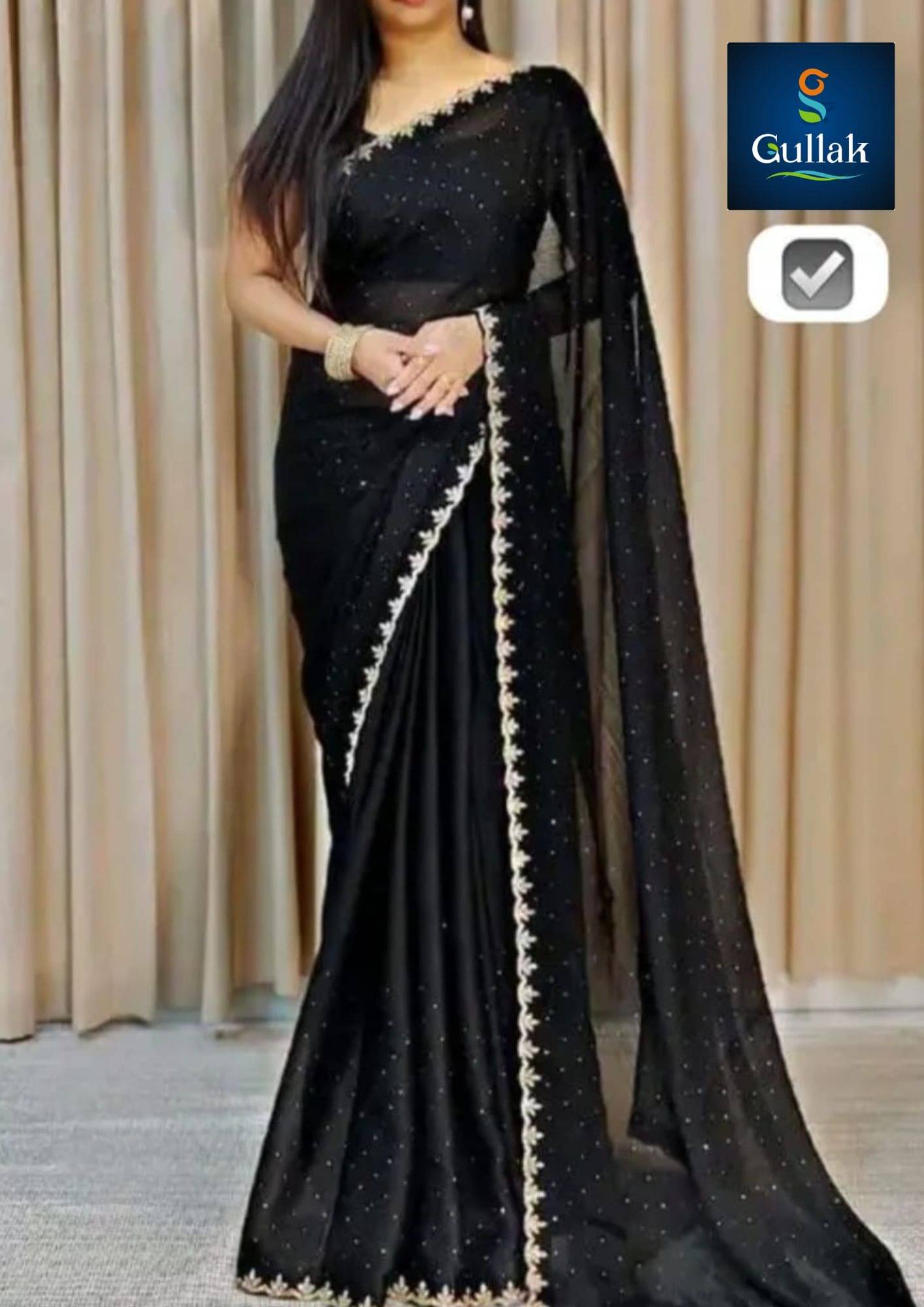 JIRA Georgette Embellished Saree With Unstitched Blouse Piece ( Black ) JIRA Georgette Embellished Saree With Unstitched Blouse Piece ( Black )