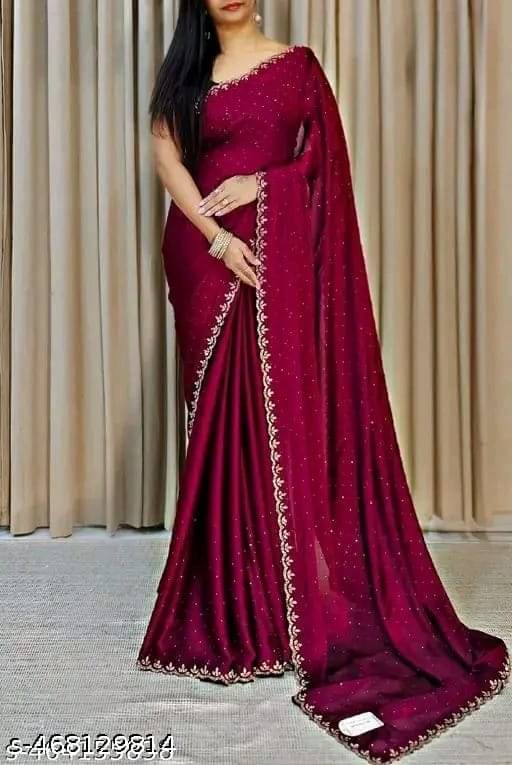 JIRA Georgette Embellished Saree With Unstitched Blouse Piece ( Maroon ) JIRA Georgette Embellished Saree With Unstitched Blouse Piece ( Maroon )