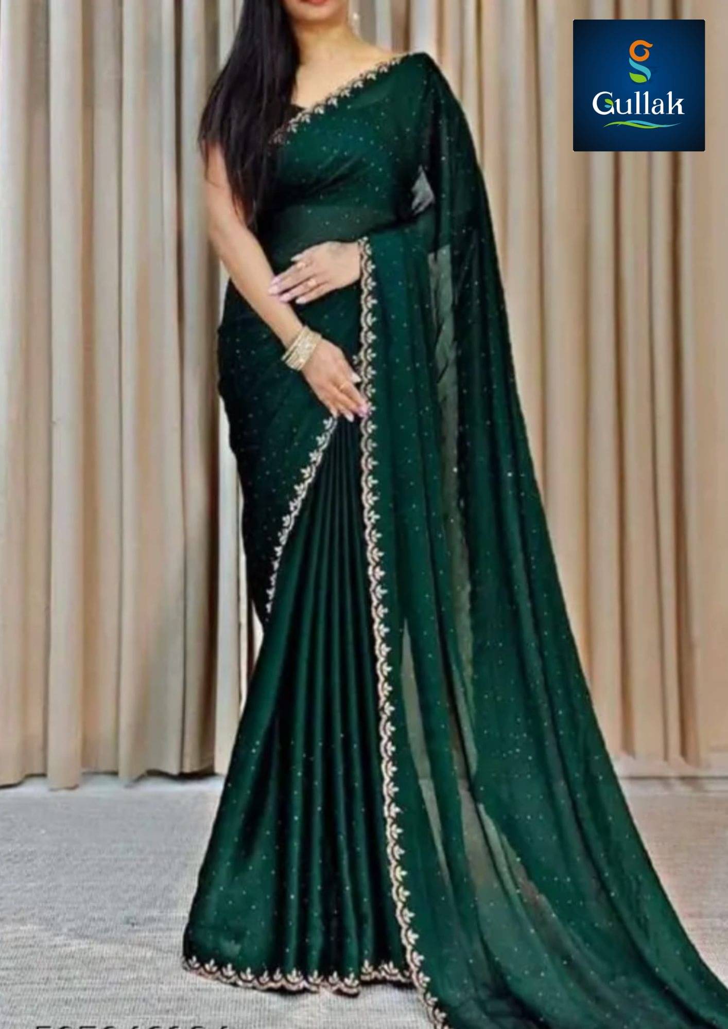 JIRA Georgette Embellished Saree With Unstitched Blouse Piece ( Green ) JIRA Georgette Embellished Saree With Unstitched Blouse Piece ( Green )