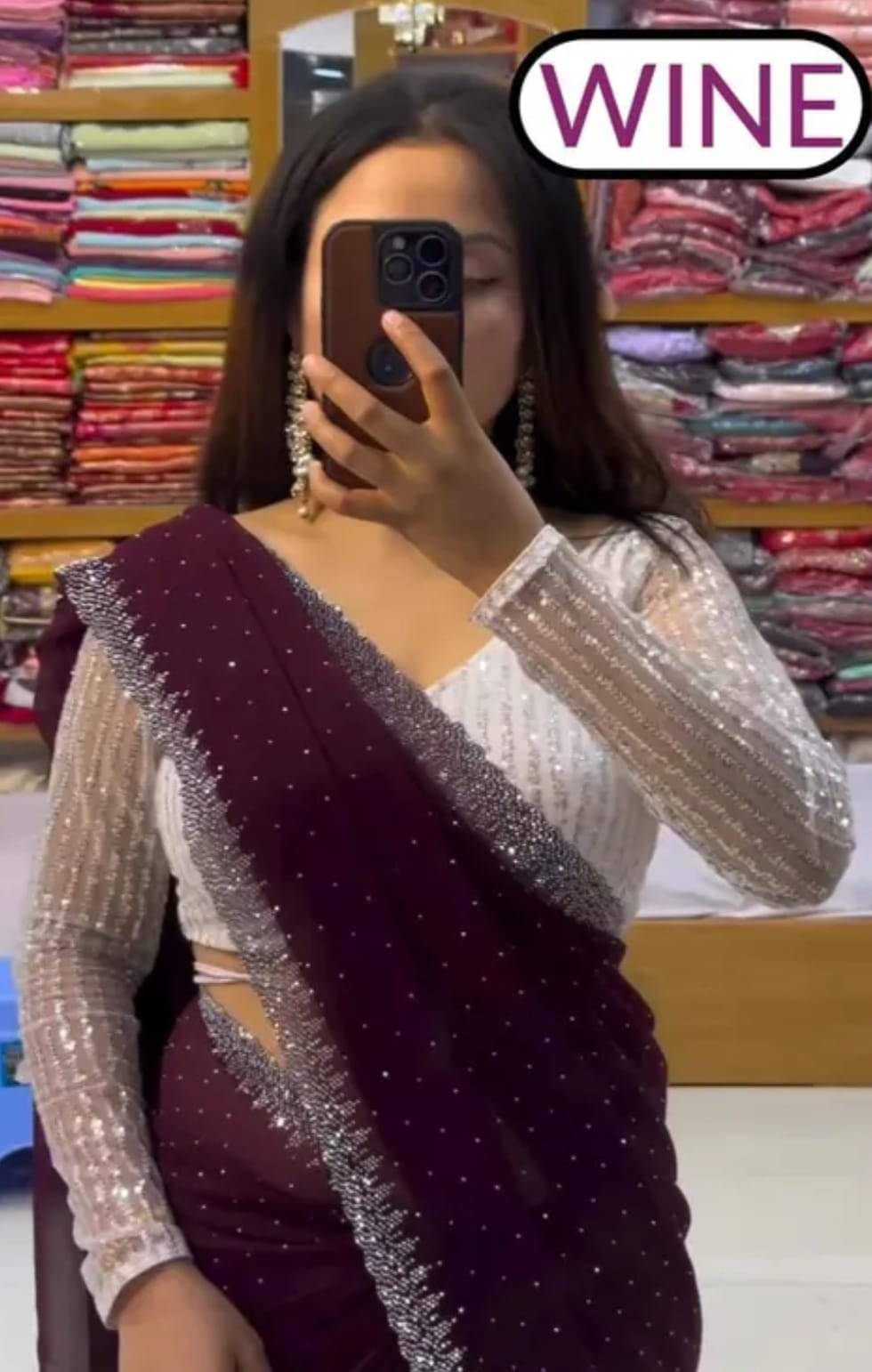 JIRA Georgette Embellished Saree With Unstitched Blouse Piece ( Purple ) JIRA Georgette Embellished Saree With Unstitched Blouse Piece ( Purple )