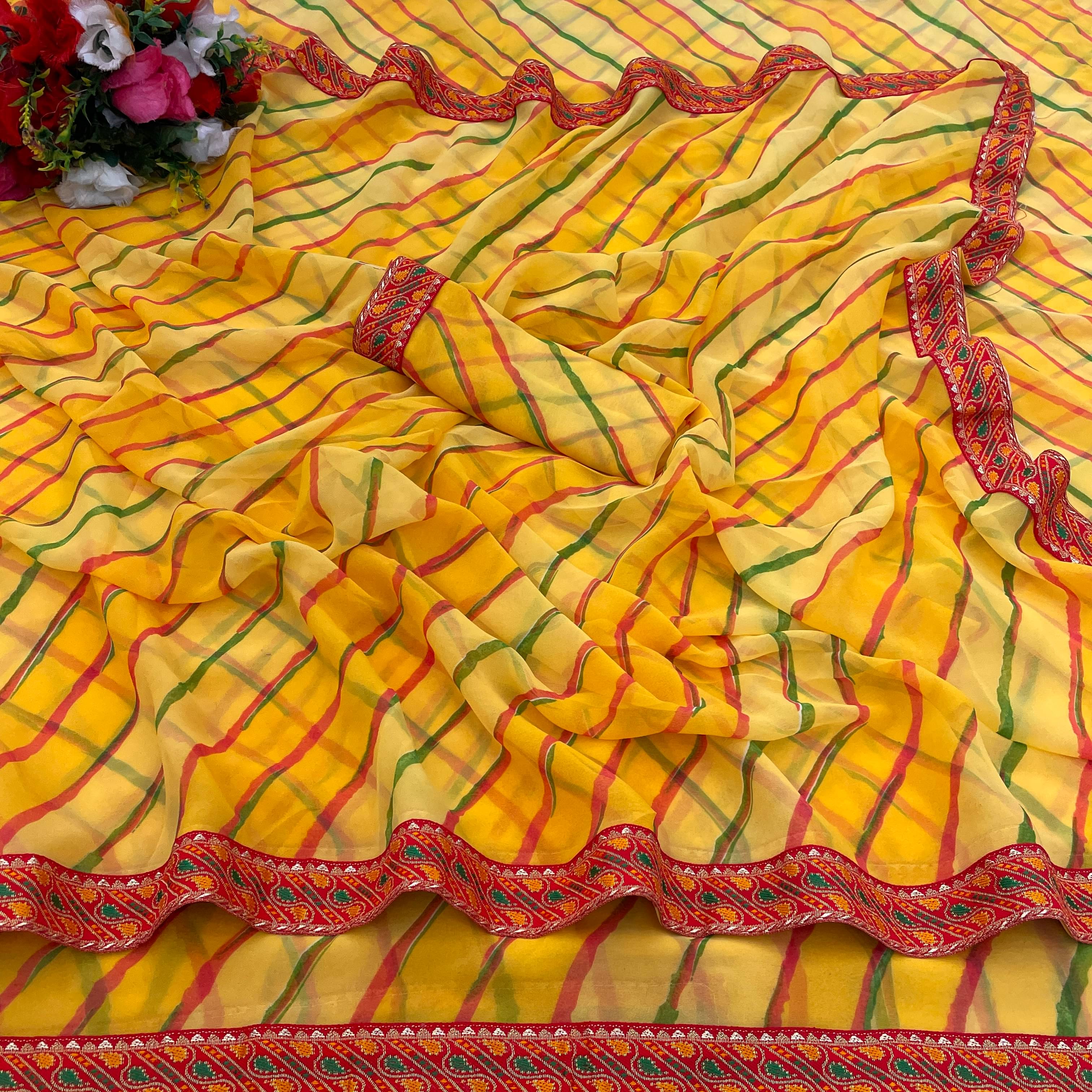 JIRA Georgette Printed Saree With Unstitched Blouse Piece ( Yellow ) JIRA Georgette Printed Saree With Unstitched Blouse Piece ( Yellow )
