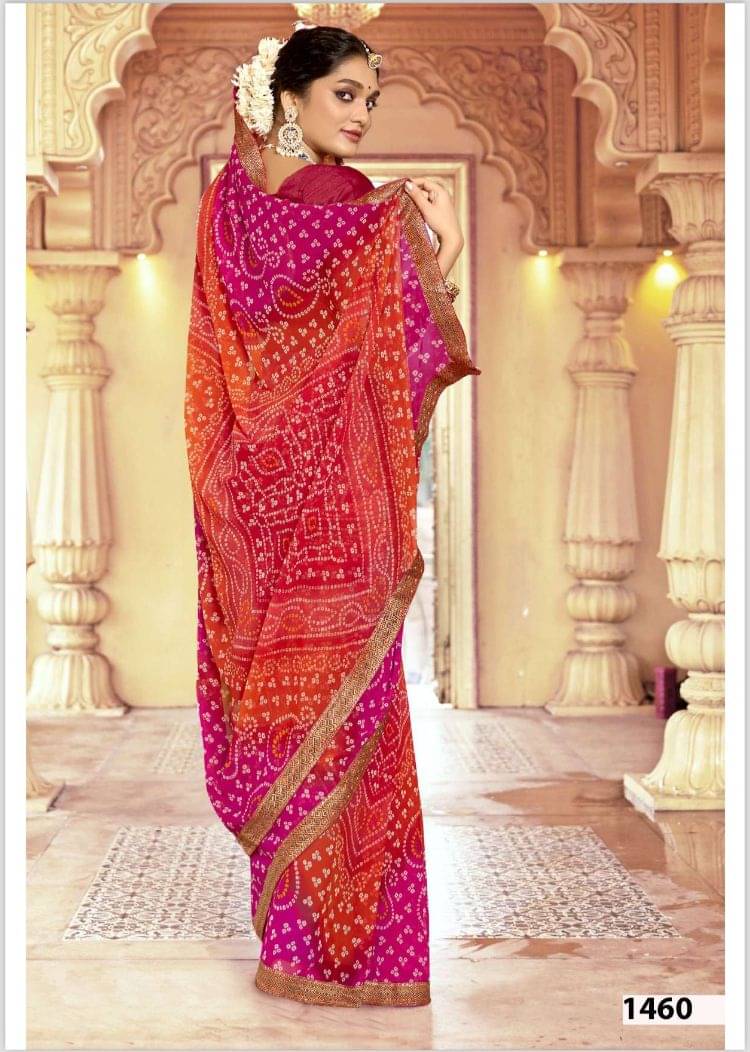     			JIRA Georgette Printed Saree With Unstitched Blouse Piece ( Pink )