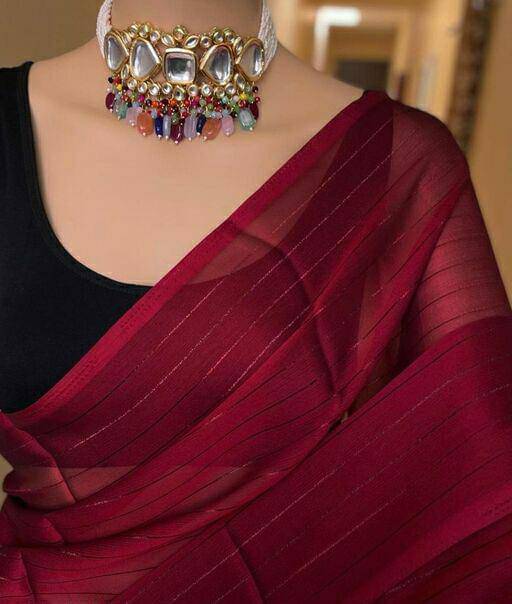     			JIRA Georgette Printed Saree With Unstitched Blouse Piece ( Red )
